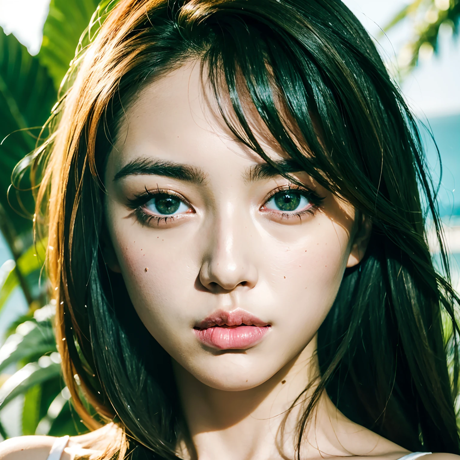 Very Beautiful face woman sexy eyes sexy face portrait zoom Green eyes