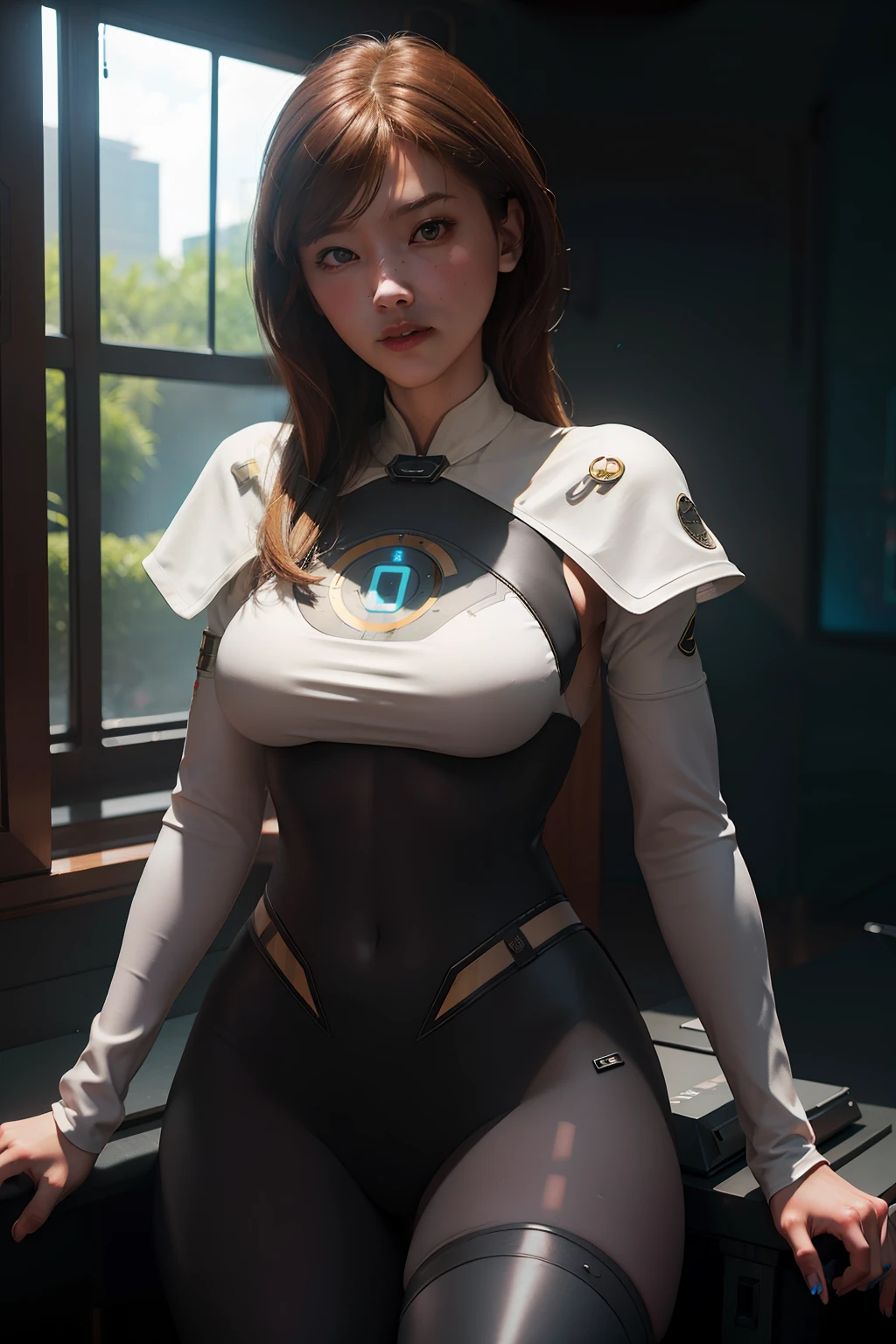 ((best qualtiy)), ((tmasterpiece)), (the detail:1.4), 3D, A beautiful cyberpunk female image,HDR(HighDynamicRange),Ray traching,NVIDIA RTX,Super-Resolution,Unreal 5,Subsurface scattering、PBR Texture、post-proces、Anisotropy Filtering、depth of fields、maximum definition and sharpness、Many-Layer Textures、Albedo e mapas Speculares、Surface Coloring、Accurate simulation of light-material interactions、perfectly proportions、Octane Render、Two-colored light、largeaperture、Low ISO、White balance、the rule of thirds、8K RAW、Super big breasts,exposed