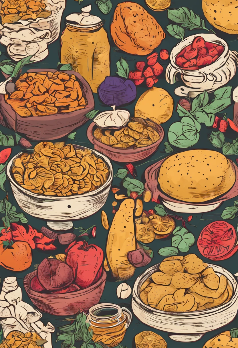 a recipe book cover page using different food ingredients