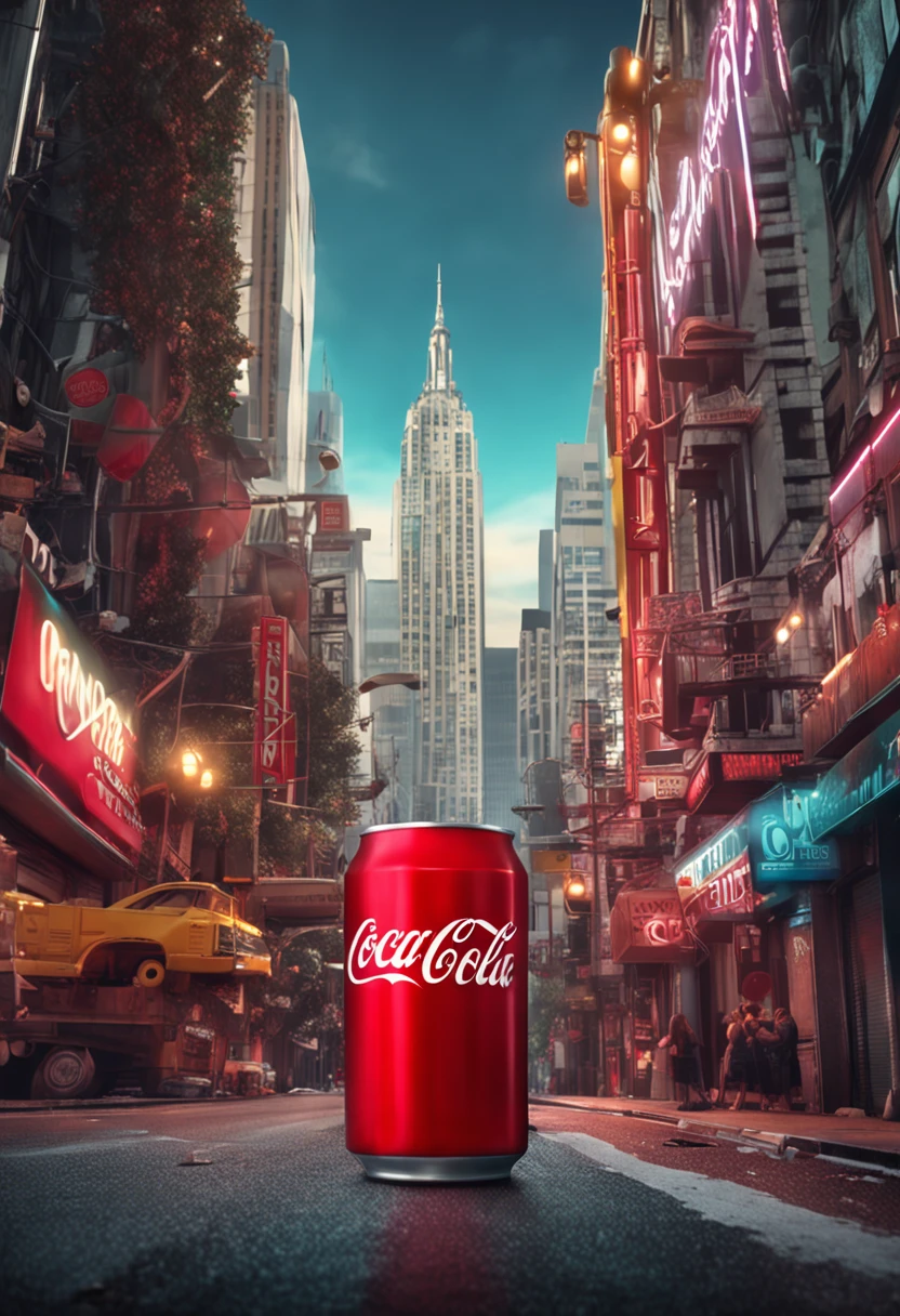 Can of Coca Cola in an impactful scenario