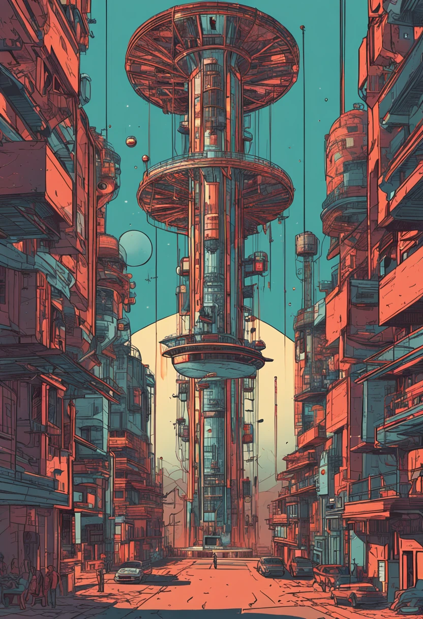 A futuristic city with a tall tower in the middle of it - SeaArt AI