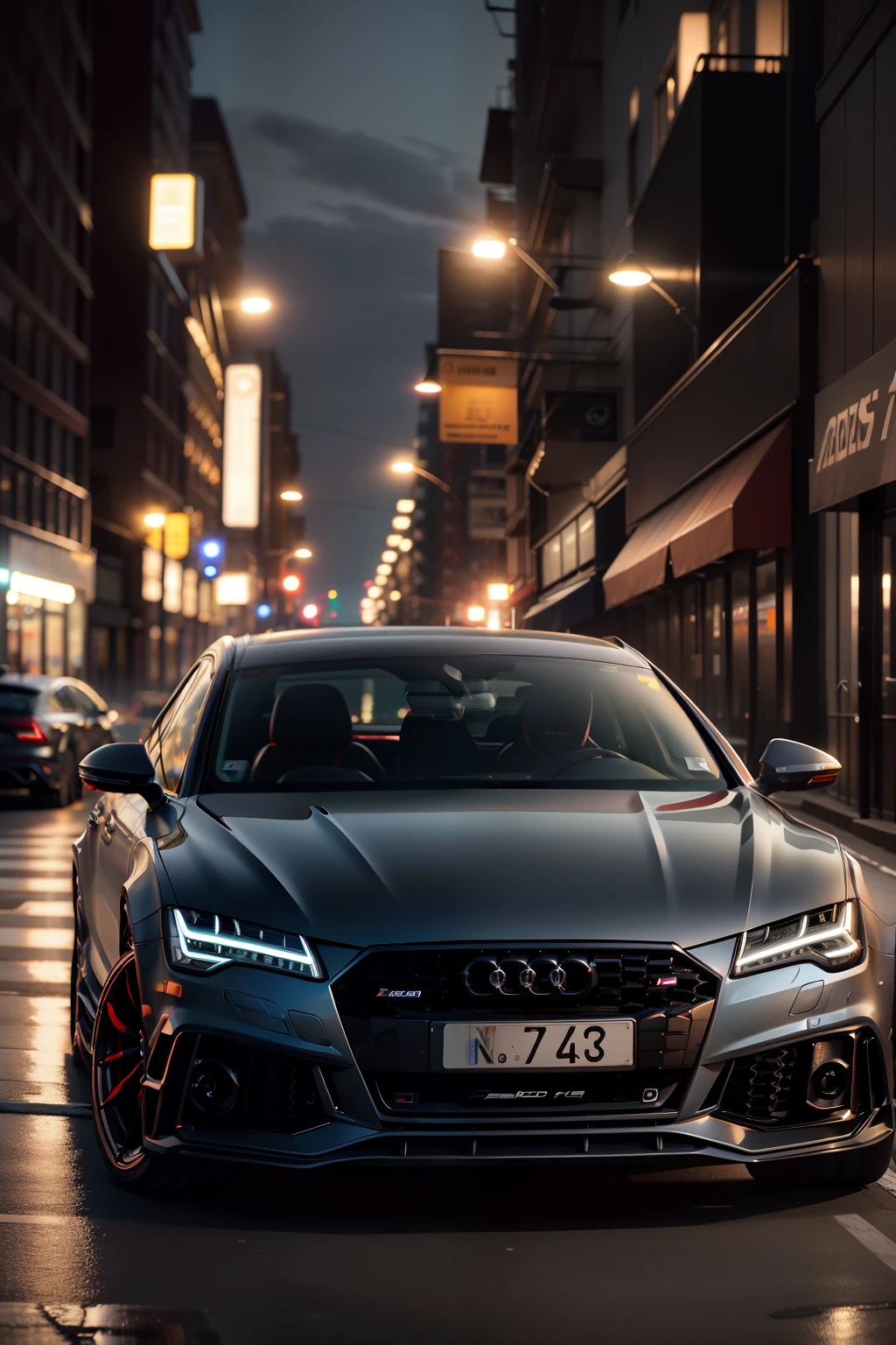 AUDI RS7 , machine, the night, The city