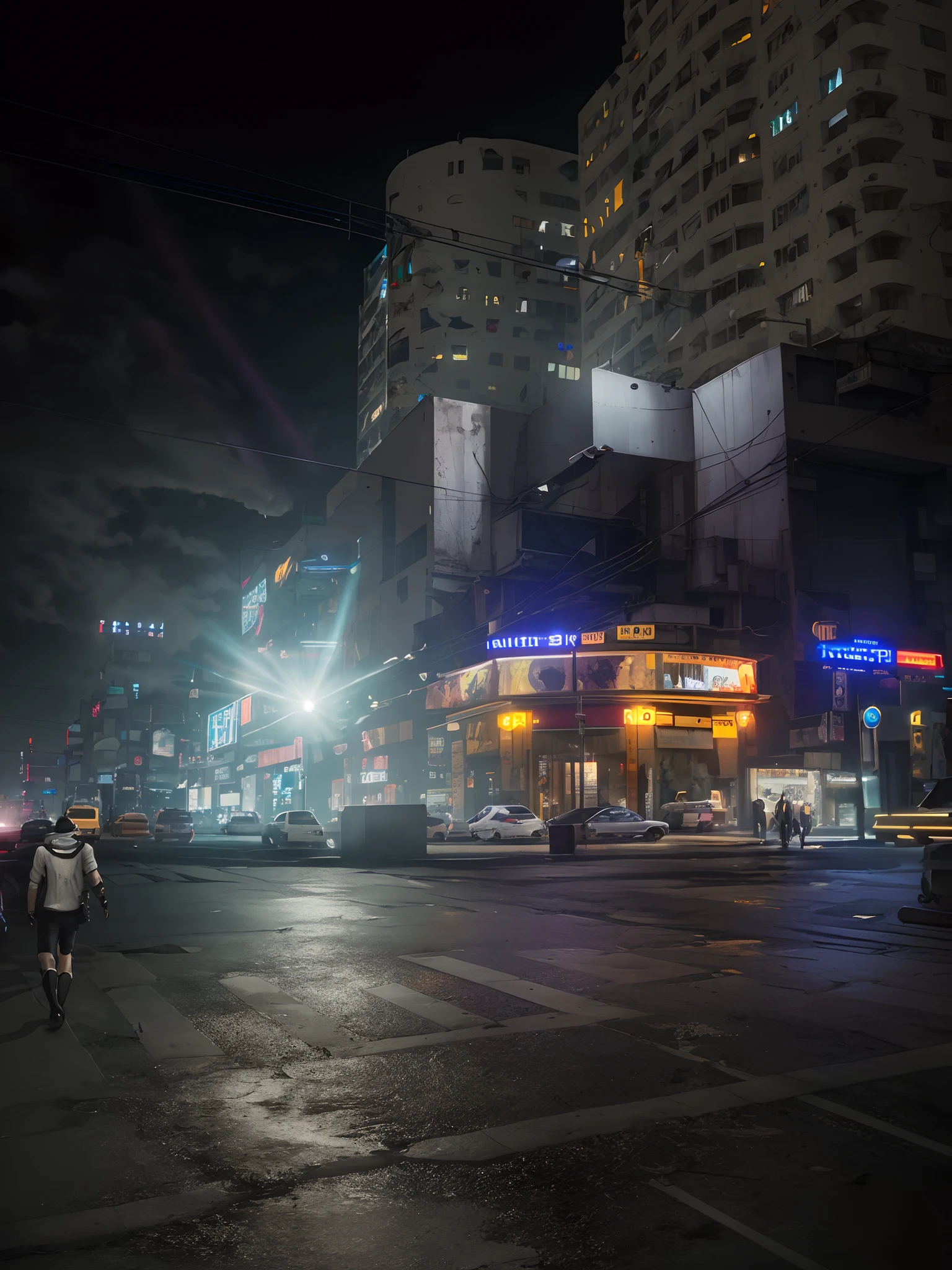 Cyberpunk City, insidious, evil, cyberpunk street goon, high detail, Hyperrealism, cinematic lighting, glowing light, chromatic aberration abuse, 8k, best quality, award winning, masterpiece, highres ,more specific 3.5, walking robots 3.2,smoky,cold,neon light everywhere,cloudy sky,more details 3.5,8k resolution,cars, a lot of cars ,drones , police, neon light, corwed, people,blade runner,movie scene,game characters,3d , animation,more fucturistic, unique photography, details, lighting cross road, sign board.