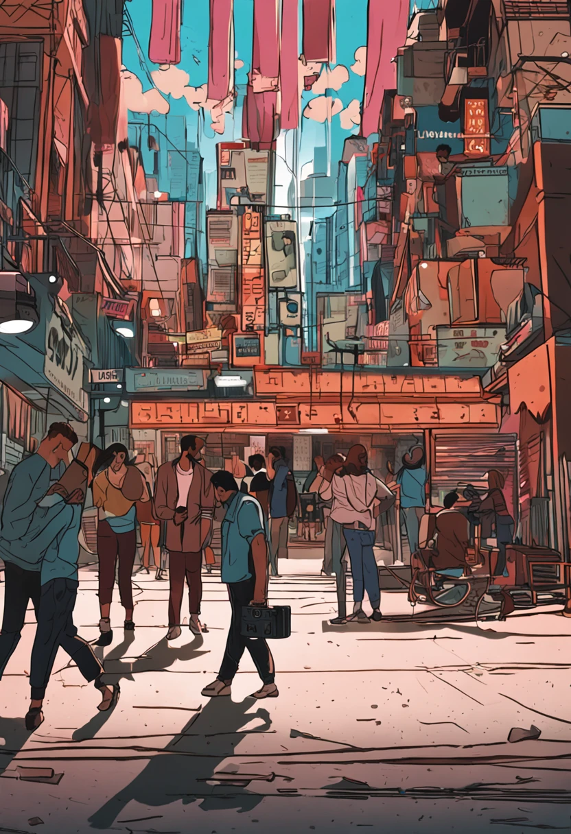 several people using cell phones in a square