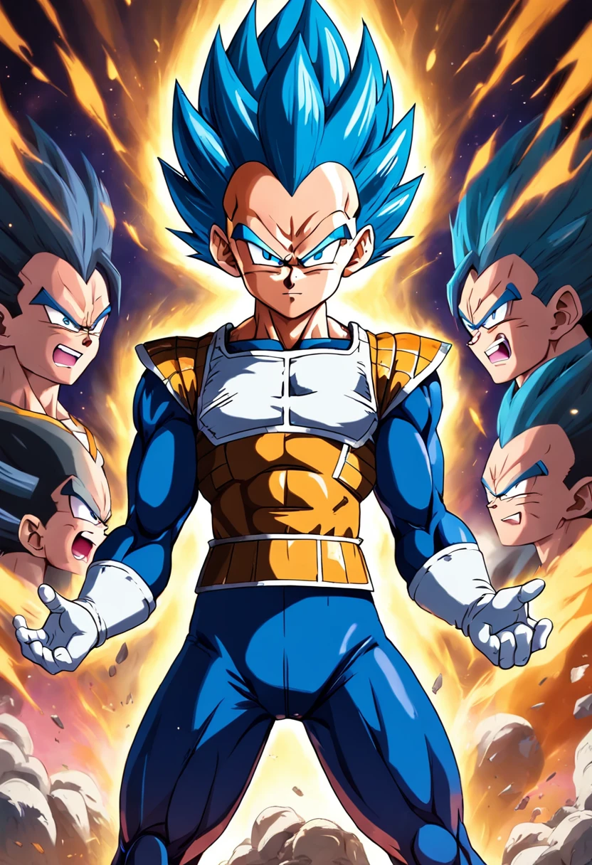 Vegeta super saiyajin malhando intensamente em uma academia moderna.