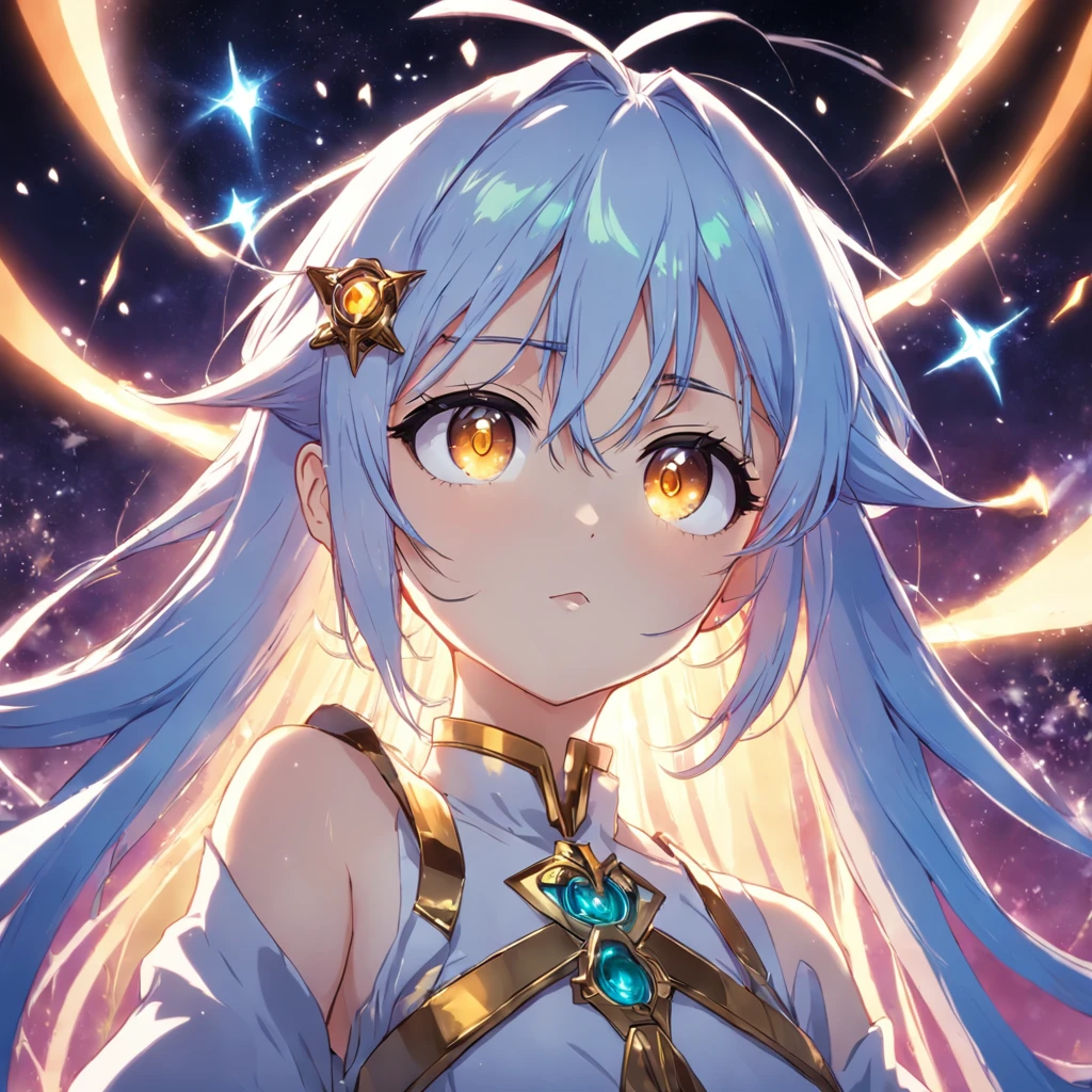 Make a light wizard, loiro com um oculos de anime brilhando no rosto
