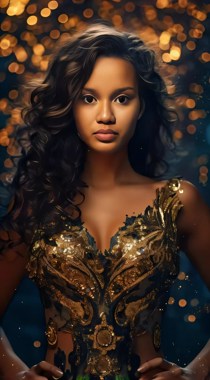 uma mulher em um vestido dourado posando para uma foto, mulher linda, foto de uma mulher bonita, linda mulher bonita, Princesa africana deslumbrante, retrato impressionante, Retrato de Glamour, rainha bonita, deslumbrante lindo, foto de retrato em close-up, lindo lindo, beautiful portrait, beleza estonteante, mulher deslumbrante, deusa dourada, modelo bonito, Retrato Sophie Mudd, Beautiful woman, beleza de cair o queixo