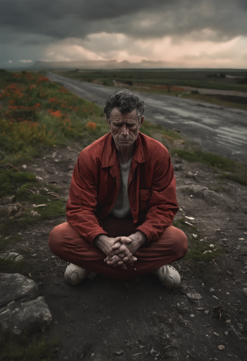 a sad white man in pain