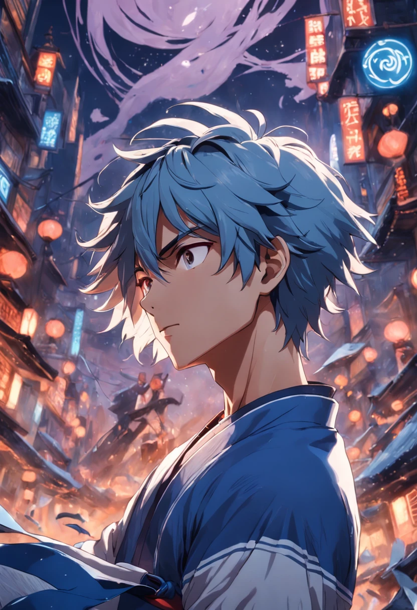 homem rafael com o corte do jaca com a faixa azul de jiu jitisu