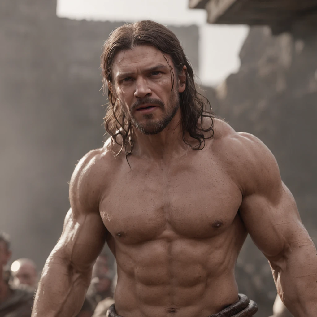 (Professional 3D rendering:1.3) de (Realistic:1.3) Foto de arte mais bonita do mundo,Features soft, bright male heroes, ((Epic hero fantasy rough muscular man wet hero angry look long hair short beard and fierce expression in dynamic pose, fantastic location, majestoso ambiente desordenado)), corpo inteiro 8k unidade render, action shot, poros da pele, very dark lighting, sombreamento pesado, circunstanciado, Rosto detalhado, (vibrante, fotogrdeia realista, Realistic, Dramatic, Escuro, foco nítido, 8k), (Old leather clothes damaged by bad weather:1.4), ((((Use peles)))), (intrincado:1.4), decadente, (altamente detalhado:1.4), pintura digital, rendering by octane, art stations, Conceito-Arte, liso, foco nítido, illustration, germe da arte, (Loish:0.23), Wlop Ilya Kuvshinov, e Greg Rutkowski e Alphonse Mucha Gracias, (global ilumination, studiolight, Light Volumetric), chuva forte, floating particles, patife, fantasia, Onze, corpo inteiroesbian, ((Fundo escuro e antigo da cidade:1.3)),CGSesociedade,art stations