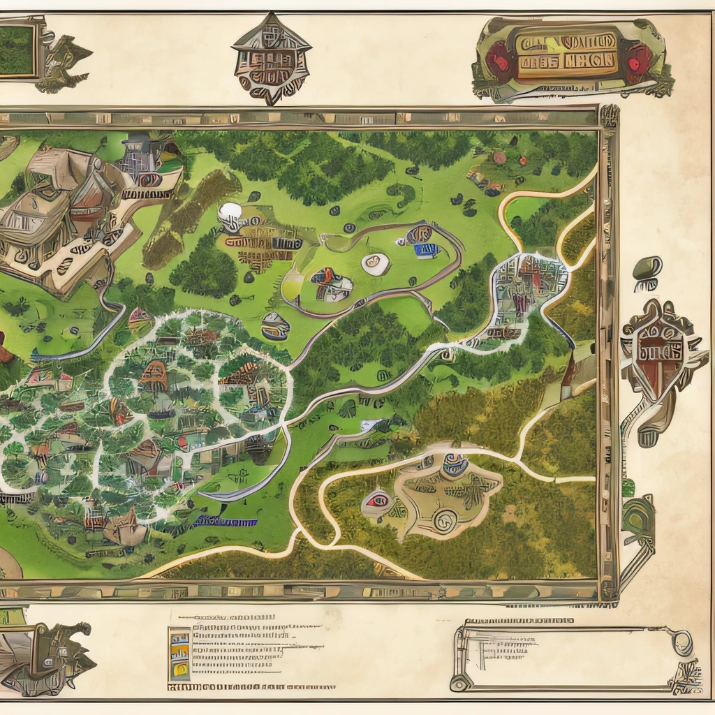 A tabletop rpg map of small village, d&d style, map cartesian --auto