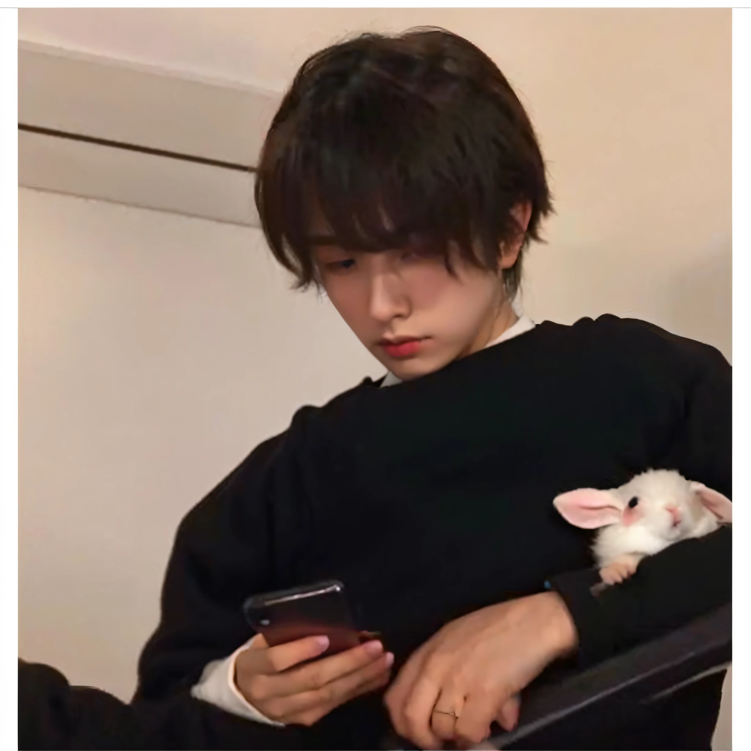 With his eyes closed