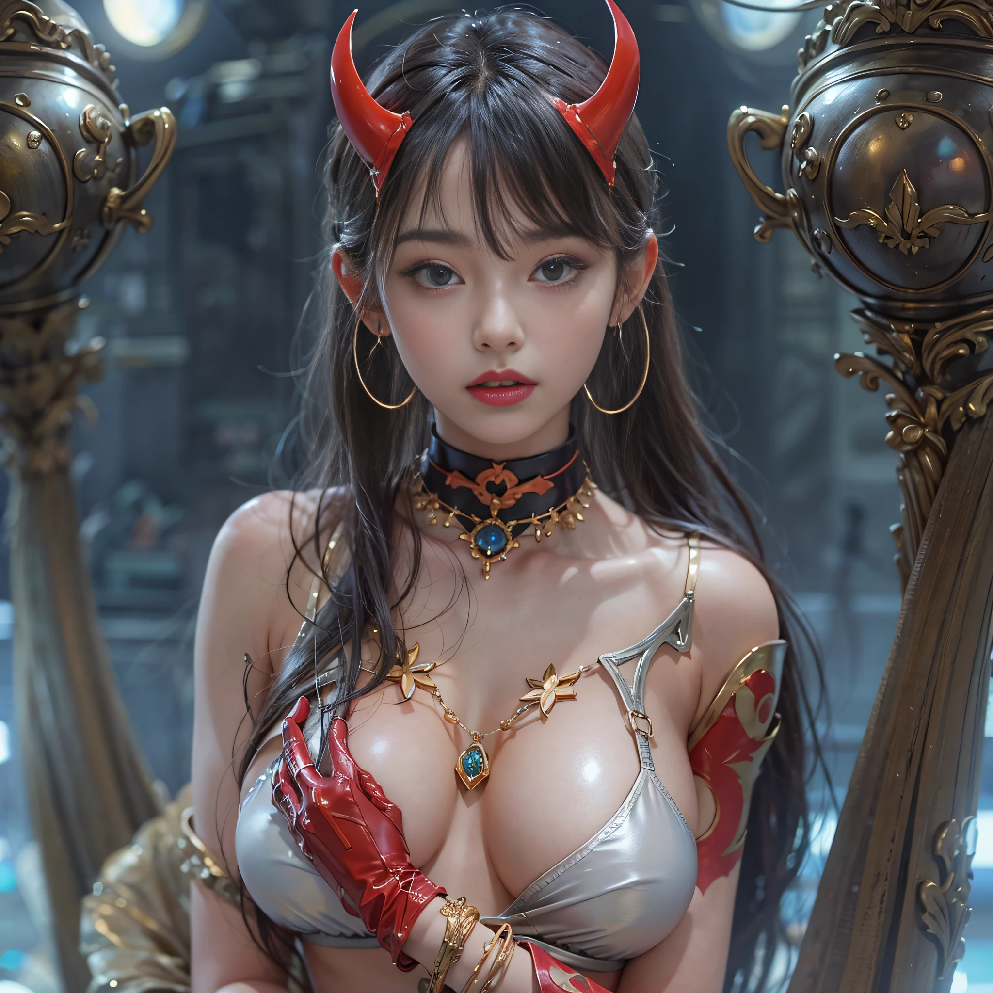 ((masterpiece:1.4)、(top-quality:1.4)、(reallistic:1.7))、Dirty pair、Sexy duo、Super sexy daughter、Super beautiful girl、((2girls:1.4))、Shiny natural skin texture、Glossy luxury latex、Luxury Latex Bodysuit、By Luis Royo、age19、Super Ultra Ultra Bikini、(Two arms:1.4、Two legs:1.4)、(perfect anatomia:1.4)、(Perfect female body:1.4)、Portrait photo of a girl、Soft front light、beautiful countenance、kawaii faces、Beautiful udder、Beautiful ass、A detailed eye、Draw eyes clearly and beautifully、beautidful eyes、Narrow waist、Raw photo、red-lips、Red boots、a choker、a necklace、耳Nipple Ring、1 screen display、City of the Future