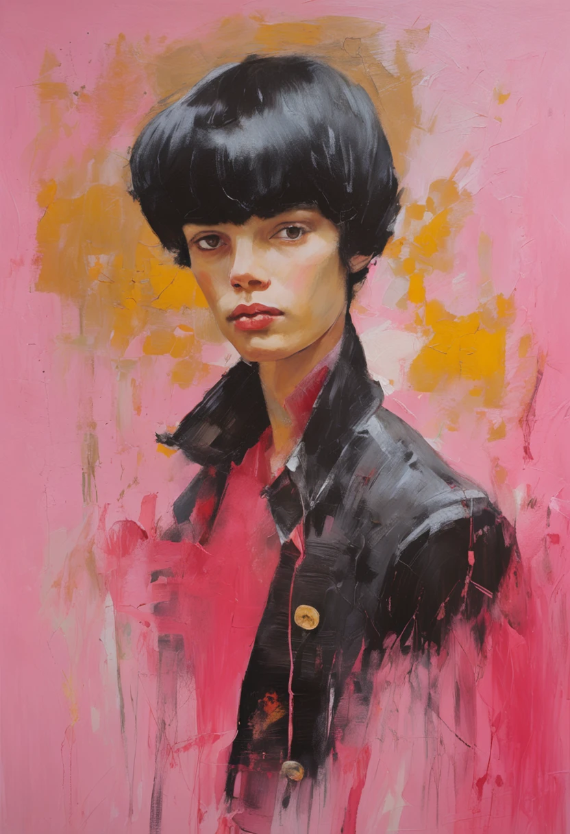 Girl Short black hair Pink eyes Pink dress 16 years old Princess Royal dress Crown away from her head Boy boy 16 years old wearing black White hair tends to yellow Red eyes Bangs between his eyebrows Handsome boy