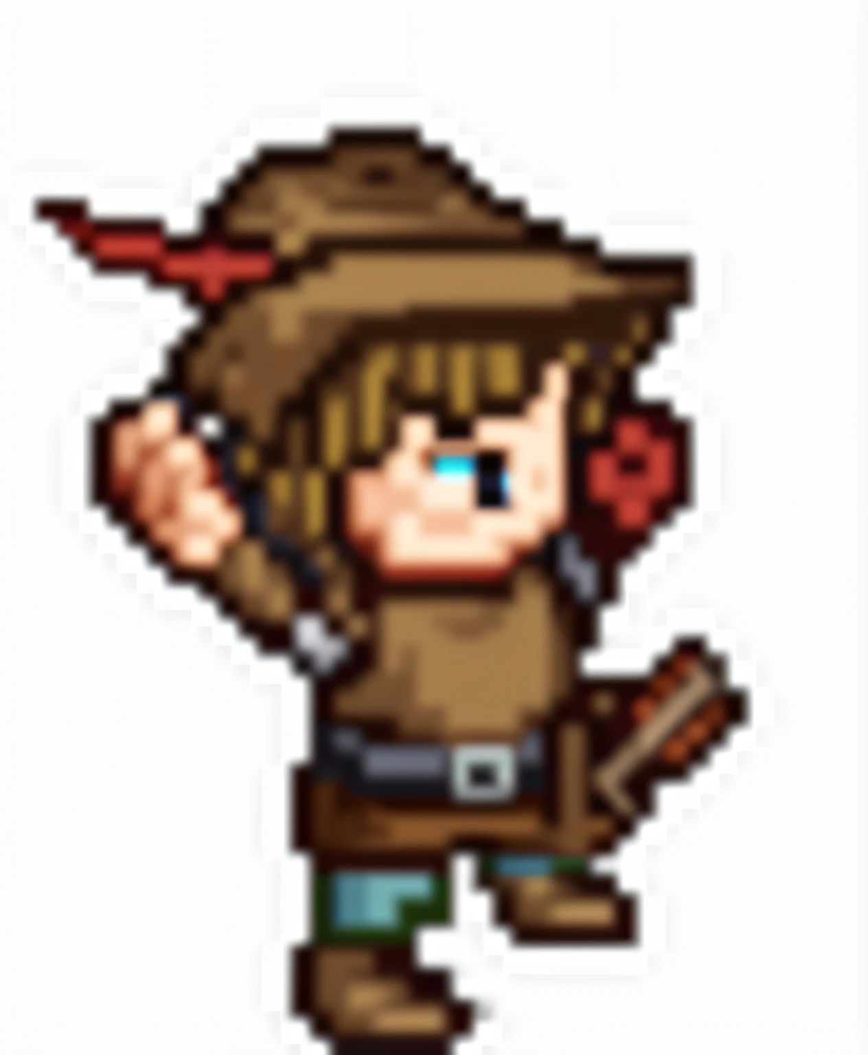 A closeup of a pixel character with a hat and a knife, avatar do personagem RPG, Feito em fabricante de RPG, Personagem de RPG, estilo de jogo de rpg, jovem mago meio elfo, /r/pixelarte, sprite de videogame, Personagem JRPG, dnd avatar retrato de halfling, Elfo Ranger Masculino, Pixel Art Sprite, sprite visual novel, 2 d sprite, ligeiramente pixelado..."Desenvolva uma capa de projeto no estilo gamer para o 'Pixel Art Adventure', a 2D game creation package in Unity. Capture the essence of the mentioned elements: arte pixelada, jogabilidade fluida, Scoring system, character and enemy animations, user interface elements and more. Crie uma imagem vibrante e cativante que reflita a emocionante jornada de aventuras que esse pacote oferece. 4k , atualizado, moderno