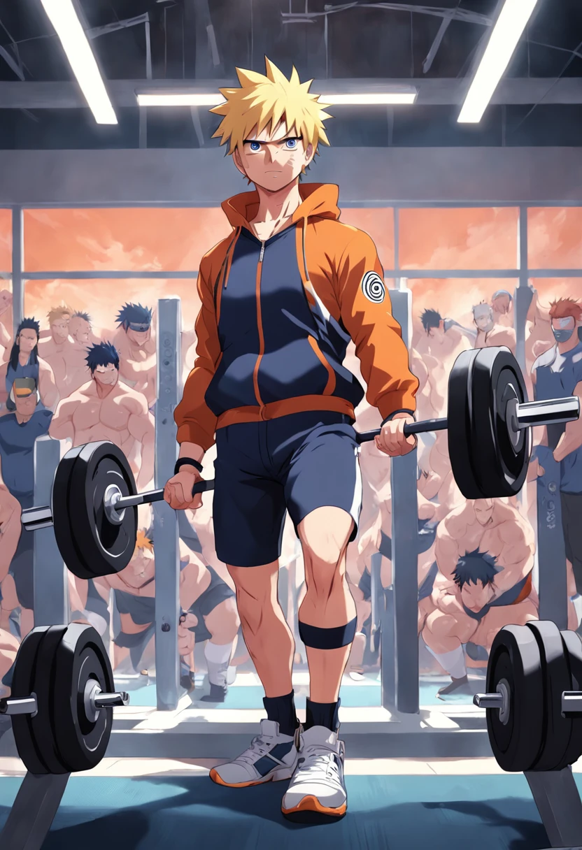 Highest quality、(muscular male:1.5)、(father:0.5)、guy、Blonde、Brown skin、Short Hair、Sports haircut、short hair、squatting、spread legs、arms behind head、Embarrassed face、sweat、steam