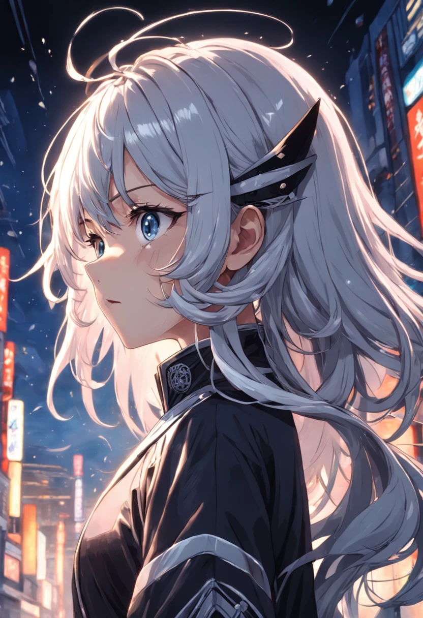 a detailed illustration by Satoru Gojo, cabelo prateado, uniforme preto, olhos vendados, atmosfera sombria, powerful and charismatic