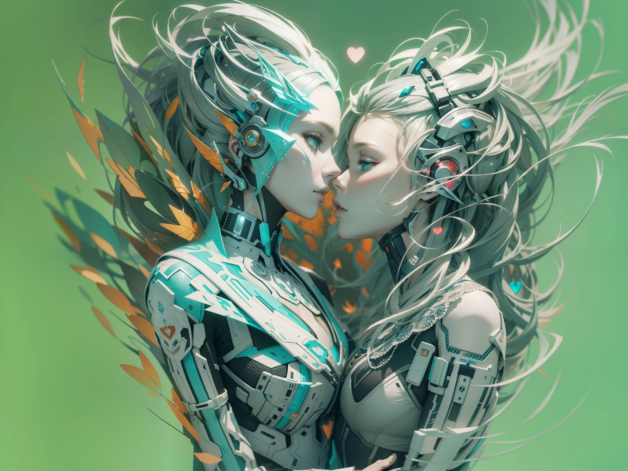 Hyper-detailed visionary render entitled "Love Story", inspired by Android Jones, "Union" by Android Jones, minimal, beautifully detailed, understated aesthetic, visually appealing matte [glitch] art,