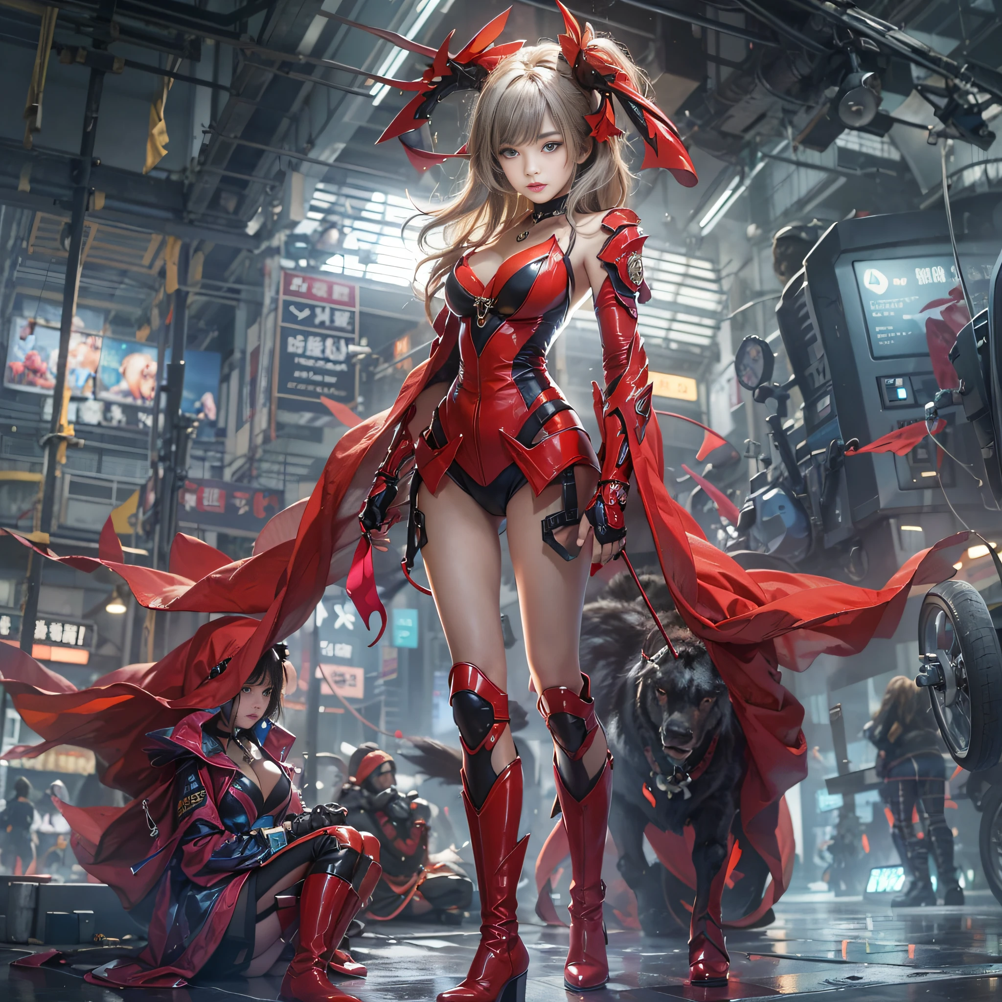 NSFW、character focus、Dynamic composition、Highest quality,Masterpiece,High resolution,Super detailed,Perfect human body,（（One woman））,Full body painting,No correction,A stunningly beautiful Japanese girl,1 girl、Combatant、Standing and striking a pose、Mecha Girl、Heavily armed、Mechanical Great Sword、Large firearms、Medium-long brown hair、Green Eyes、Big Tits,Big Ass,Refreshing belly,（（（Shiny black skin-seeing bodysuit）））、A plump and seductive body、The ultimate female body、Even more glossy skin、Mechanical Bunny Suit、（（（Vulgarity）））、Sato Air、（Fallen into evil）、Futuristic City、