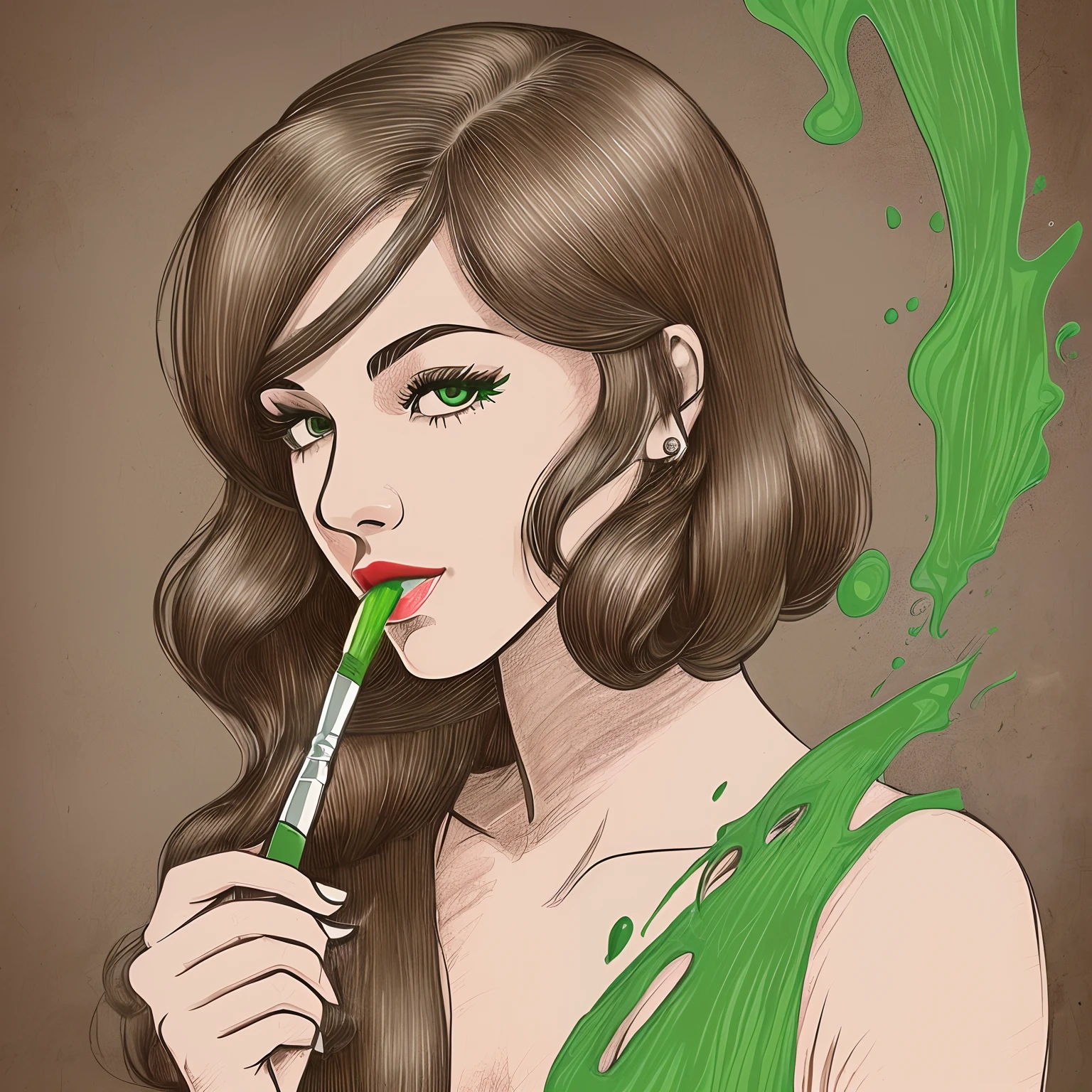 woman doing a blowjob with slimy saliva