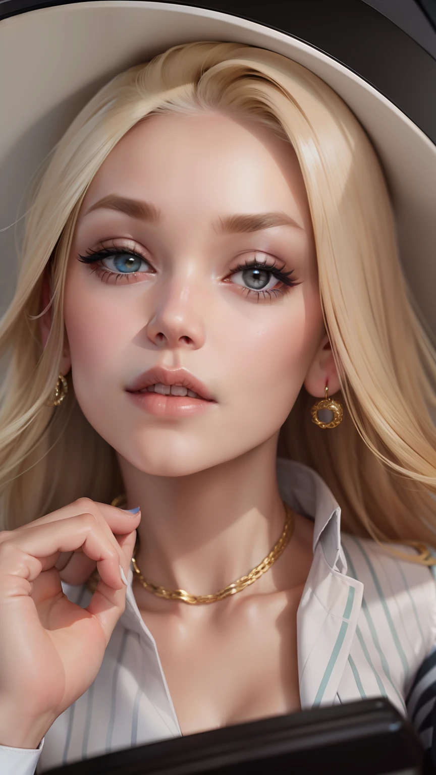 Executive woman as blonde Chanel hair in an office
