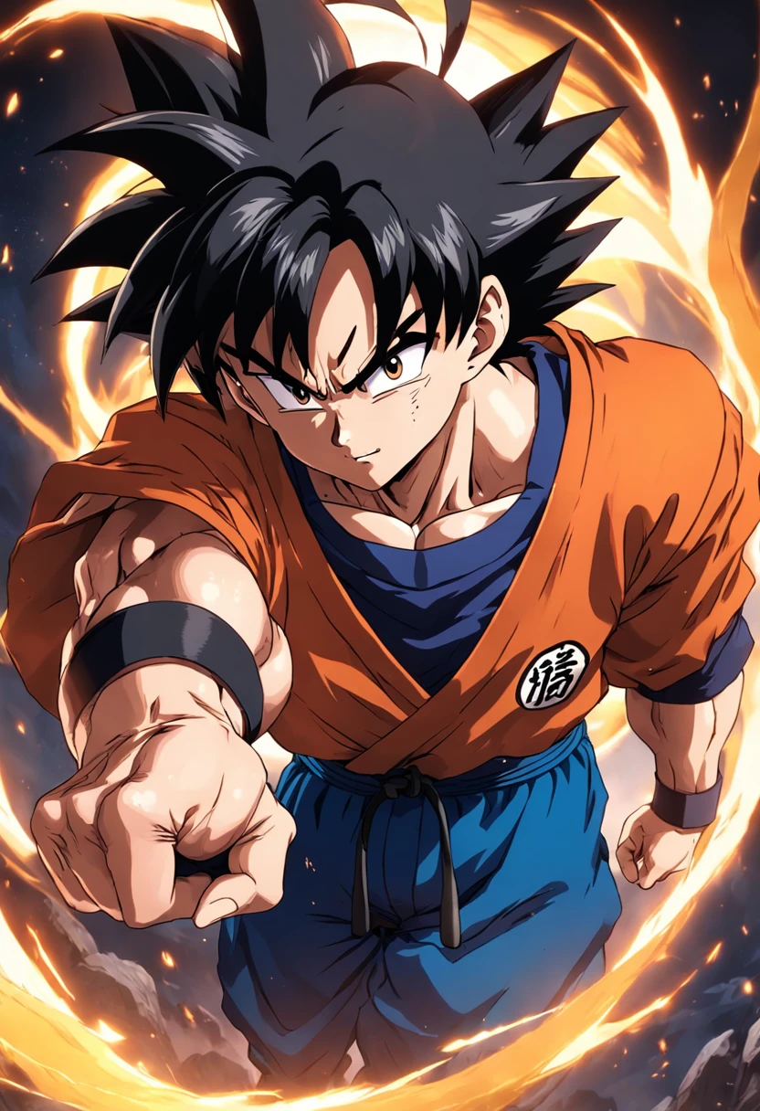 (extremamente detalhado CG estilo, ultra-realista) Yamcha de Dragon Ball Z malhando intensamente em uma academia, sharp shadows.