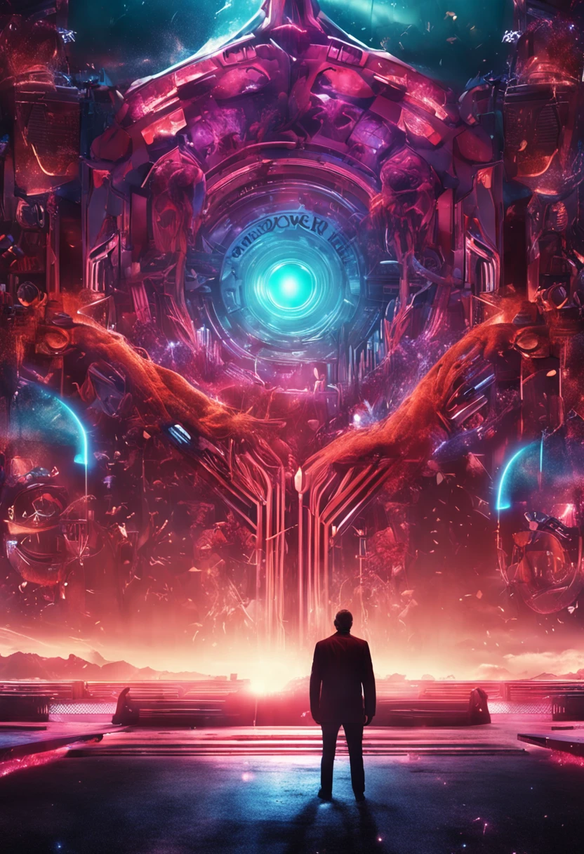 Create an inspiring image with the words "Power, Intelligence, Love" highlighted, surrounded by symbolic elements of growth and transformation. Ultra cinematic, detailed .