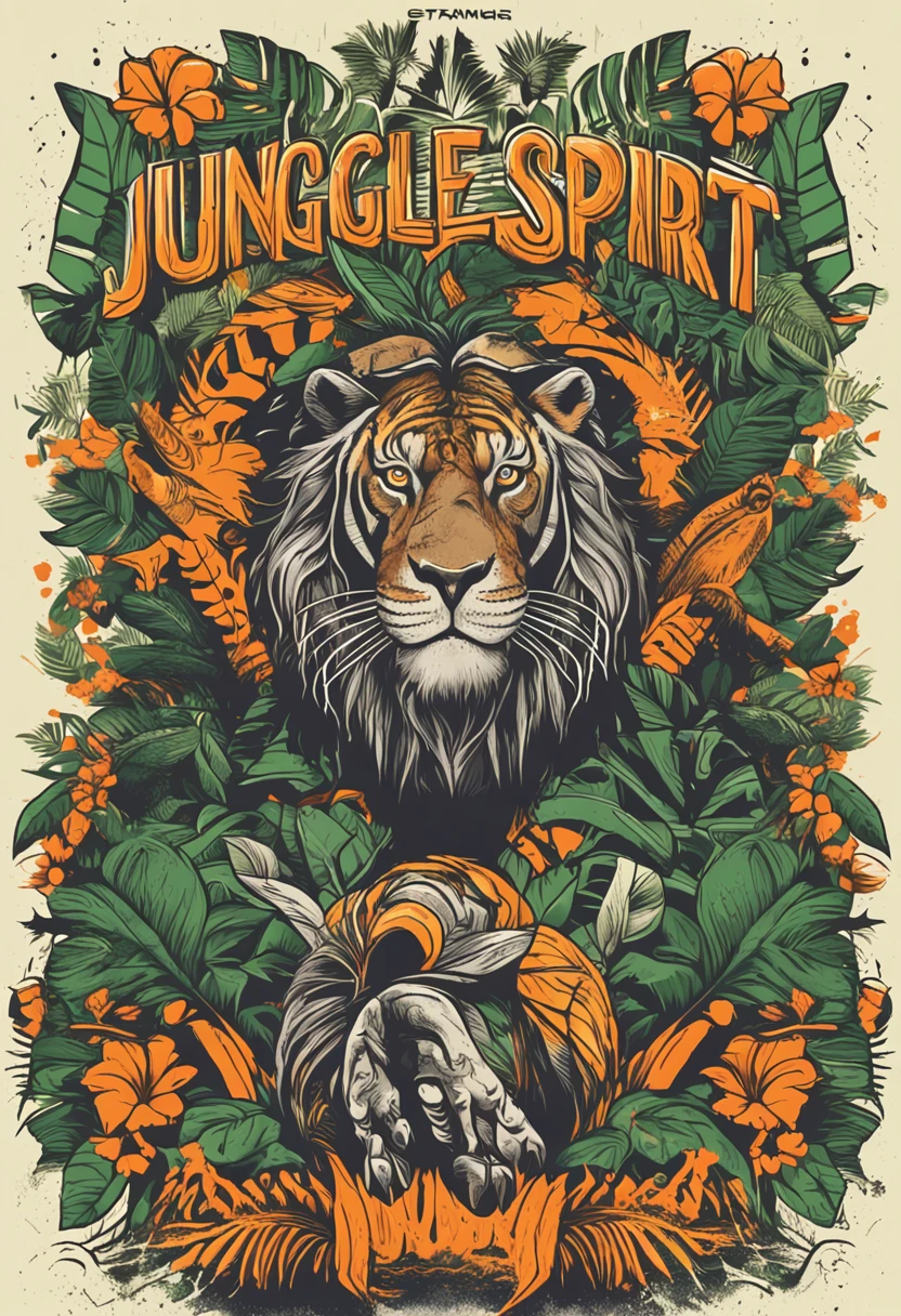 estampa para camiseta escrito jungle spirit , escrever jungle spirit gigante na camiseta
