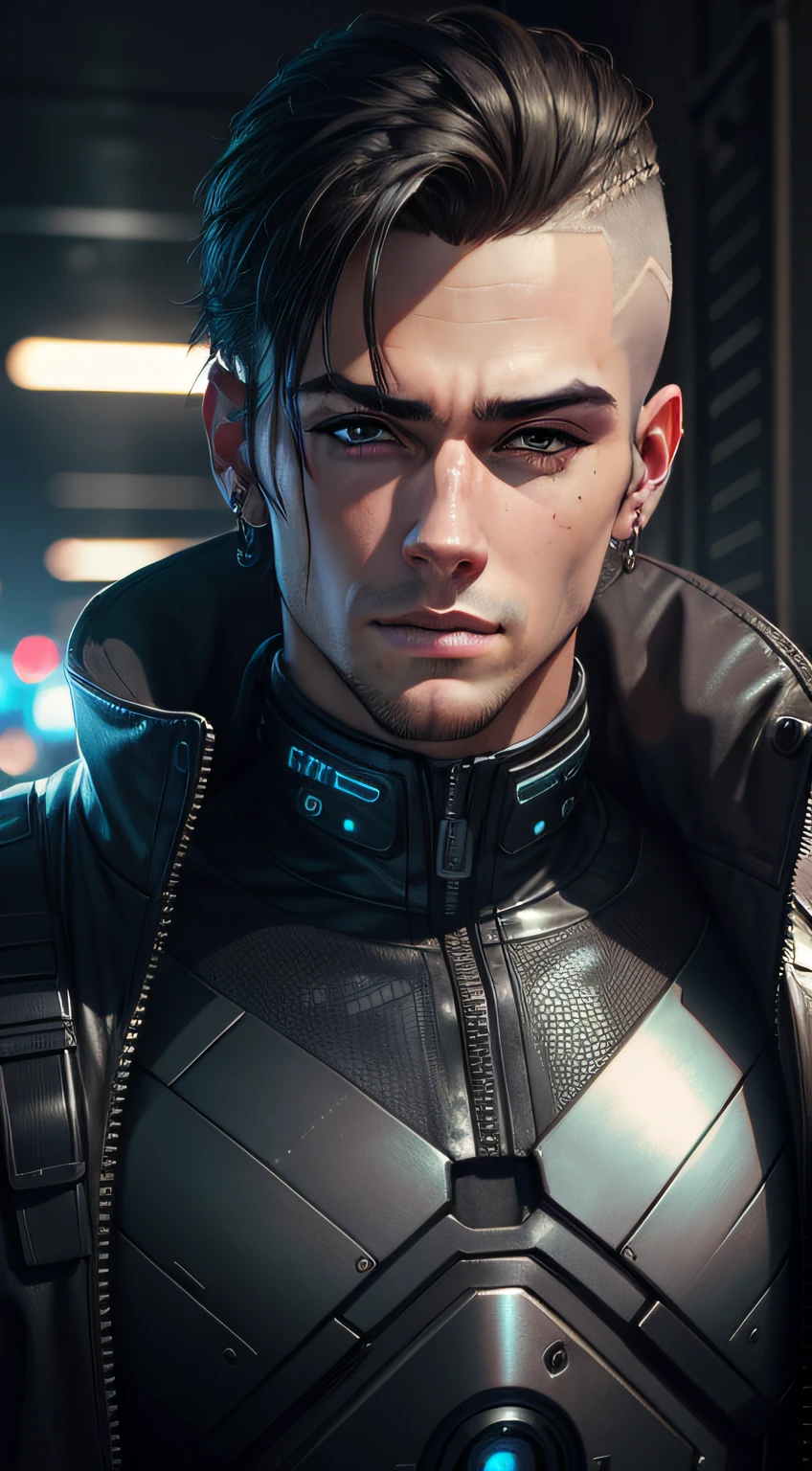 Change background cyberpunk handsome boy. realistic face. 8k ultra realistic