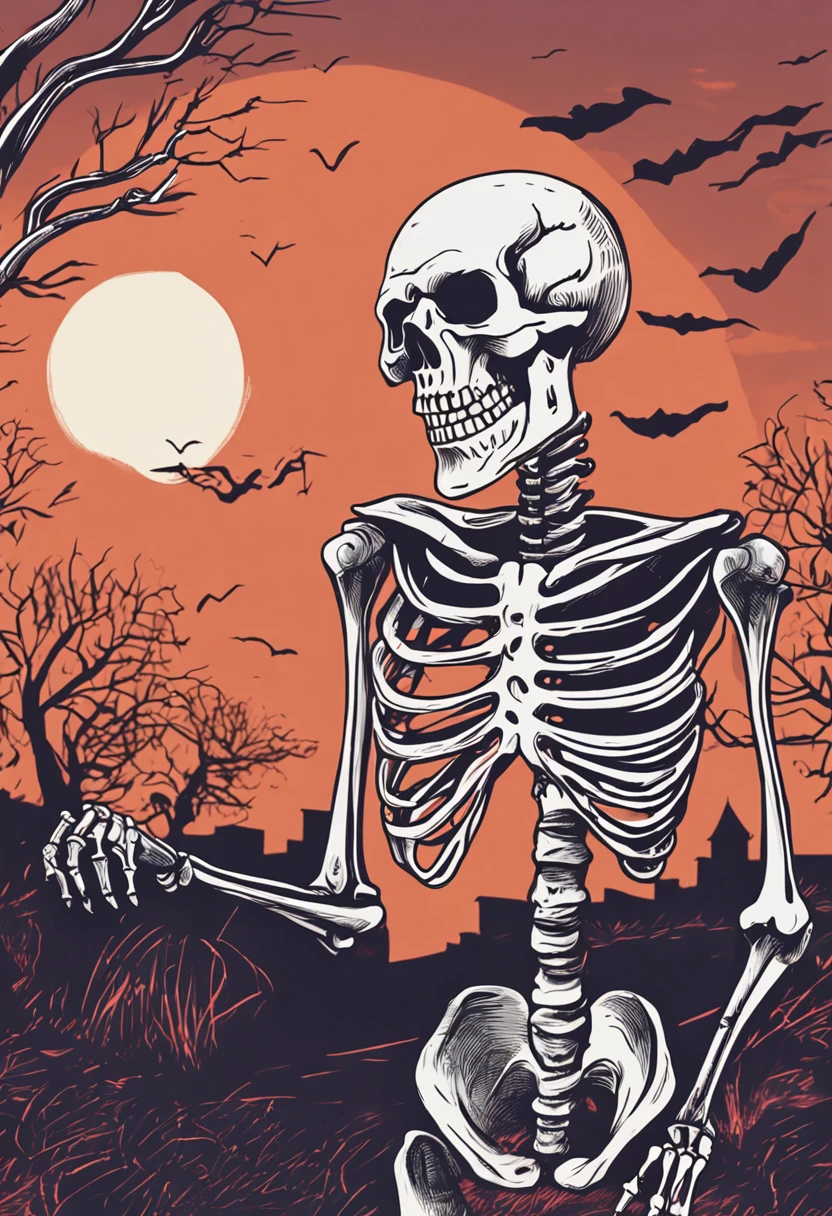 Creepy skeleton draws a heart with his hands , Anime-Kunst, 8k 50 --s 2