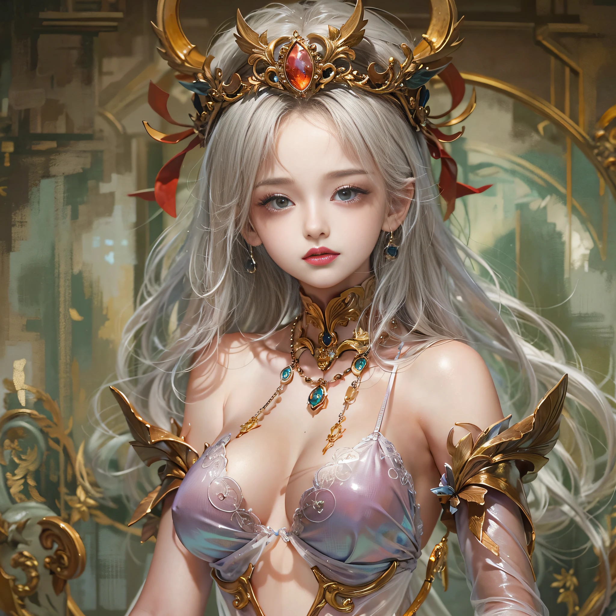 ((masterpiece:1.4)、(top-quality:1.4)、(reallistic:1.7))、Queen of Mars、Super sexy daughter、Super beautiful girl、((1girl in:1.4))、Shiny natural skin texture、Glossy luxury latex、Luxury Latex Bodysuit、By Luis Royo、age19、Super Ultra Ultra Bikini、Cute tattoos、(Two arms:1.4、Two legs:1.4)、(perfect anatomia:1.4)、(Perfect female body:1.4)、Portrait photo of a girl、Soft front light、beautiful countenance、kawaii faces、Beautiful udder、Colossal tits、Beautiful ass、A detailed eye、Draw eyes clearly and beautifully、beautidful eyes、Narrow waist、Raw photo、red-lips、Red high heels、tiarra、a choker、a necklace、耳Nipple Ring、1 screen display、Luxurious palace gardens