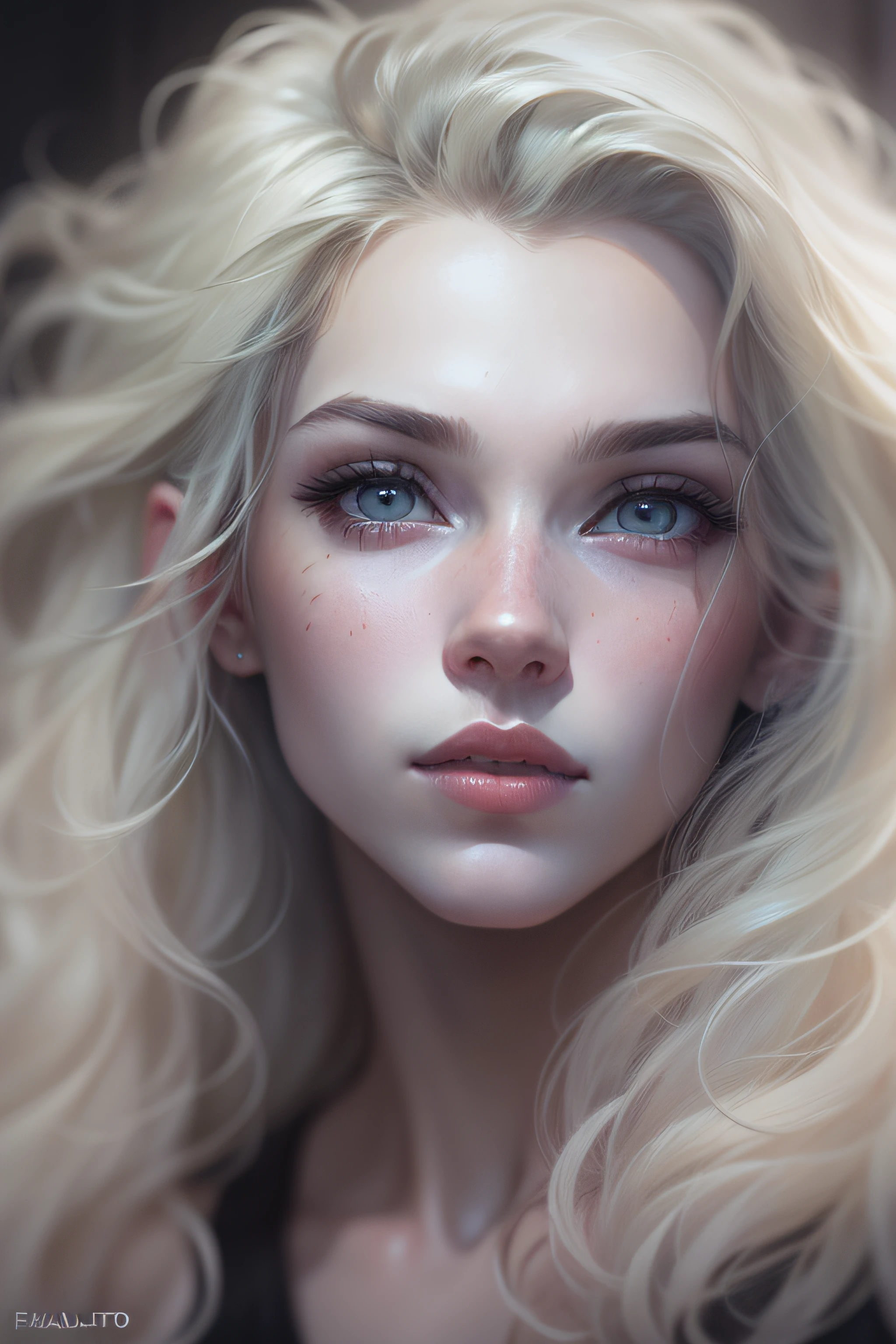 (front focus), (in the dark:1.6), Hyperrealist portrait of female by david hockney and alphonse mucha, fantasy art, photo realistic, dynamic lighting, artstation, poster, volumetric lighting, very detailed faces, 4 k, award winning, 1girl, in the dark, deep shadow, low key, cowboy shot, (official clothing:1.4), long hair, white hair