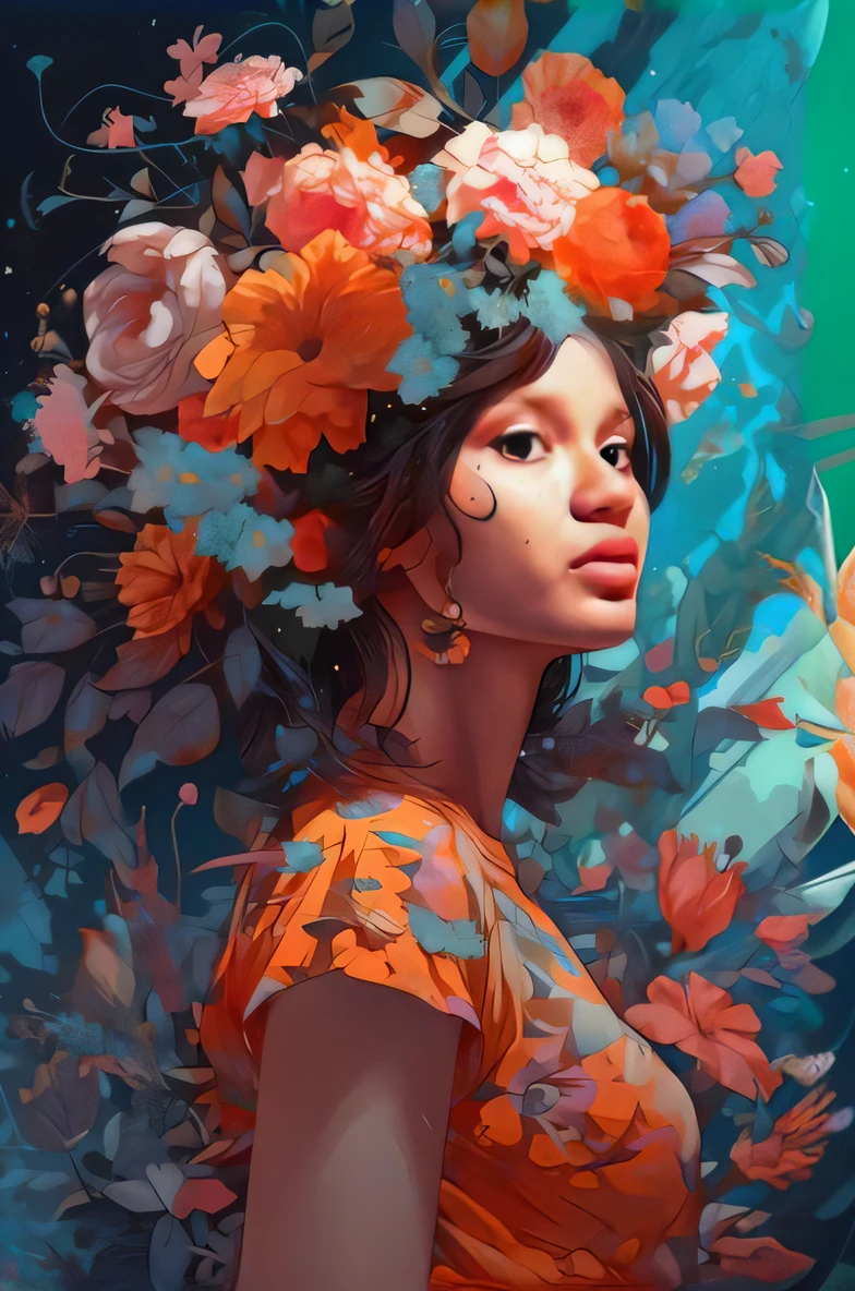 uma mulher com flores no cabelo e um vestido, Ross Tran 8 K, Beautiful digital illustration, bela arte digital, Artgerm e Atey Ghailan, Directed by: Ross Tran, exquisite digital illustration, stunning digital illustration, Loish e Ross Tran, Beeple e Jeremias Ketner, Estilo Ross Tran, estilo de pintura digital, lindo pintura digital, inspirado em Ross Tran