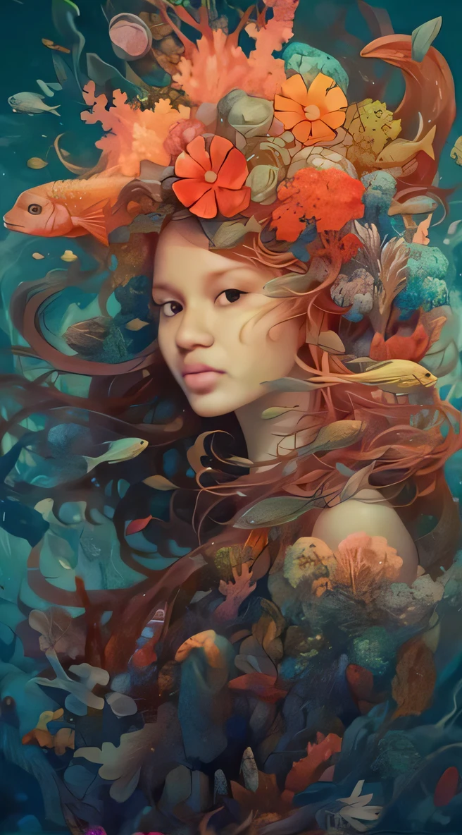 uma pintura de uma mulher com flores no cabelo, James Jean e Wlop, Beeple e Jeremias Ketner, Artgerm e James Jean, James Jean e Peter Mohrbacher, wlop e ross tran, Tiago Jean Andrei Riabovitchev, Arte de James Jean, Beeple e James Jean, Loish e Ross Tran, wlop intrincado