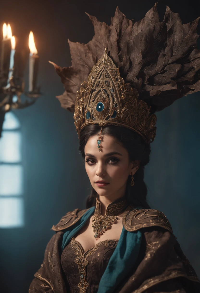 (((of the highest quality: 1.4))), ,(muito intrincado:1.3)(unparalleled masterpiece ever), (Ultra High Definition),(ultrarrealista 8k CG),(actionpose), (tiro escuro: 1.4), bruxa bonita, O mais encantador do mundo,(Complex wizard ornate magician robes and hats, Cabo Verde, :1.1), Realistic detailed water eye, 8 Tamanho Vital, Thicc corpo,(Magical mystical background, mistborn, Weak darkness), The tree々Transmitted light adds depth to images, (cinemactic, teal, laranja: 0.85), (cores silenciadas, cores fracas, tons suaves: 1.3), low saturation, (hiper detalhe: 1.2), (preto: 0.4), , anatomia perfeita