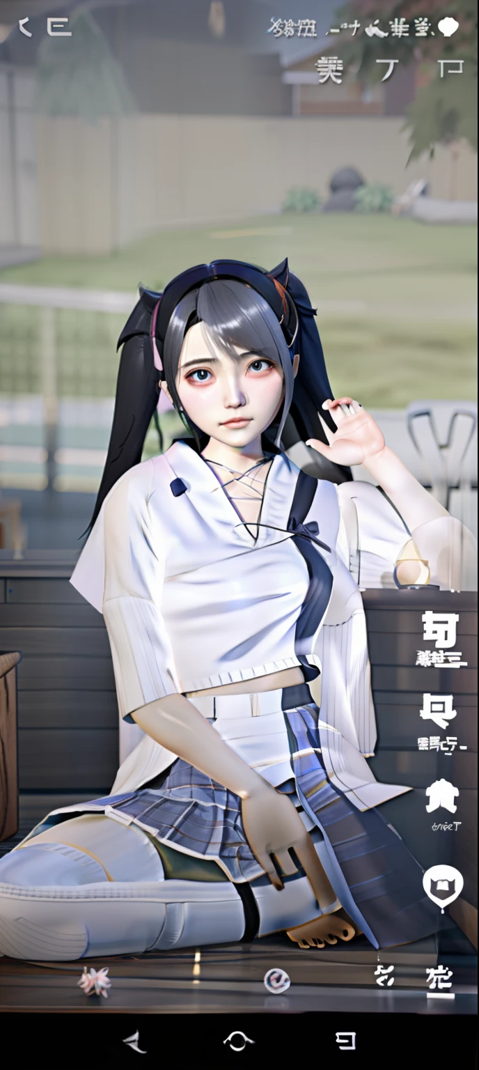 There was a girl in a white shirt and skirt, an anime drawing inspired by Ayami Kojima, trending on pixiv, tachisme, Realistic anime 3 D style, 3 d anime realistic, Anime waifu, Realistic anime, anime cgi style, vrchat, live2d virtual youtuber model, Anime girl in real life, 3d anime girl,super Big huge tits，facing to audience，exposed。