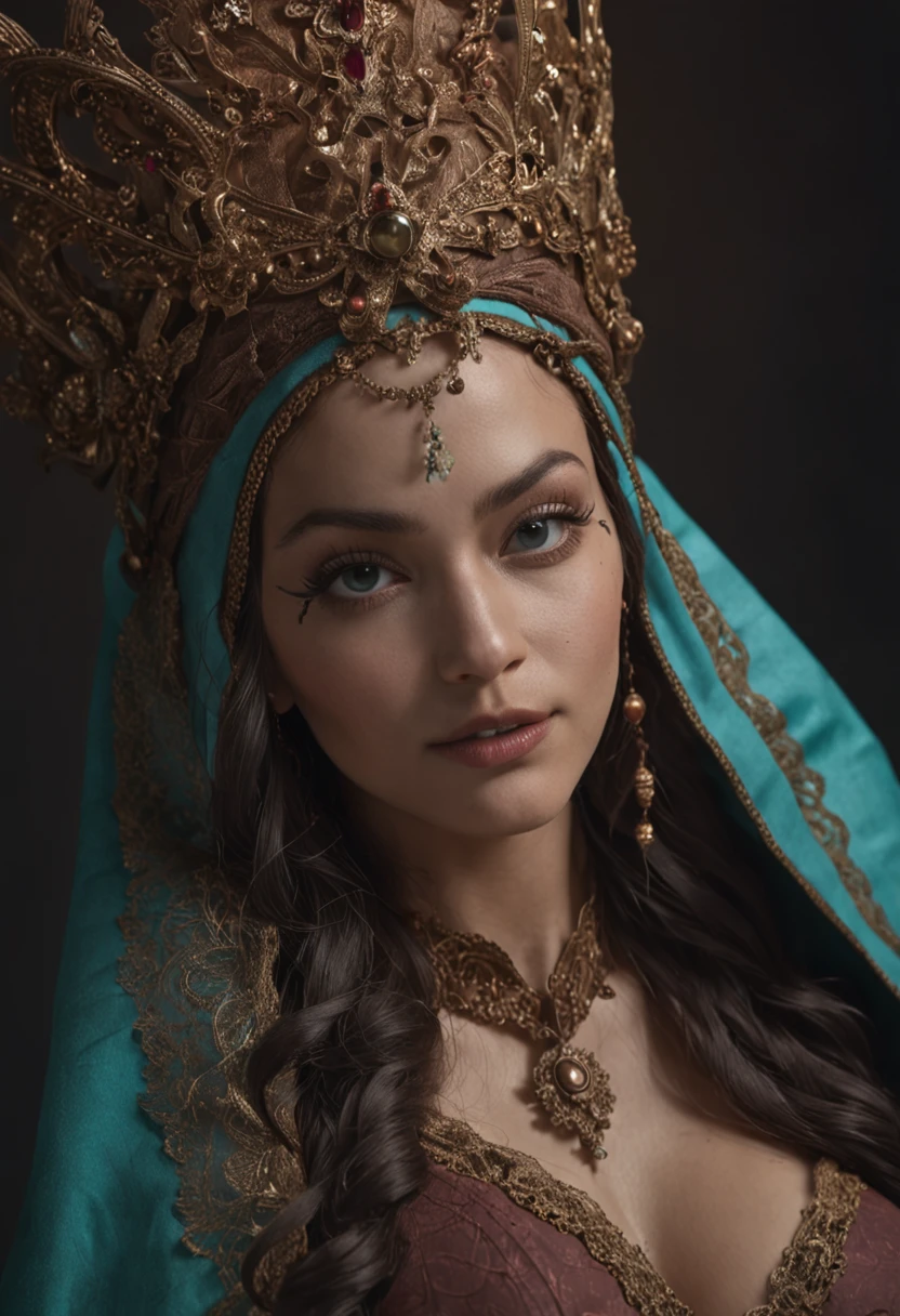 (((of the highest quality: 1.4))), ,(muito intrincado:1.3)(unparalleled masterpiece ever), (Ultra High Definition),(ultrarrealista 8k CG),(actionpose), (tiro escuro: 1.4), bruxa bonita, O mais encantador do mundo,(Complex wizard ornate magician robes and hats, Cabo Verde, :1.1), Realistic detailed water eye, 8 Tamanho Vital, Thicc corpo,(Magical mystical background, mistborn, Weak darkness), The tree々Transmitted light adds depth to images, (cinemactic, teal, laranja: 0.85), (cores silenciadas, cores fracas, tons suaves: 1.3), low saturation, (hiper detalhe: 1.2), (preto: 0.4), , anatomia perfeita