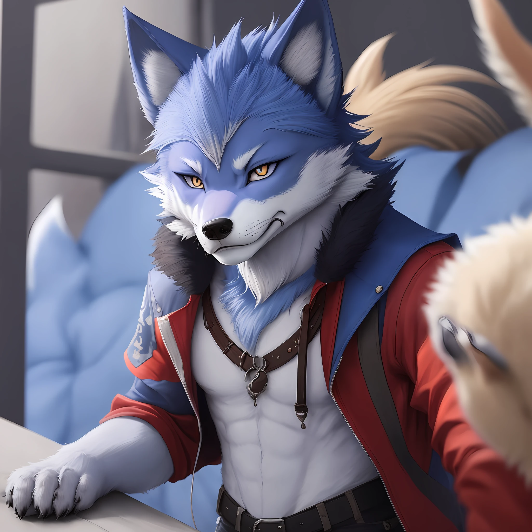 BLUE wolfboy furry