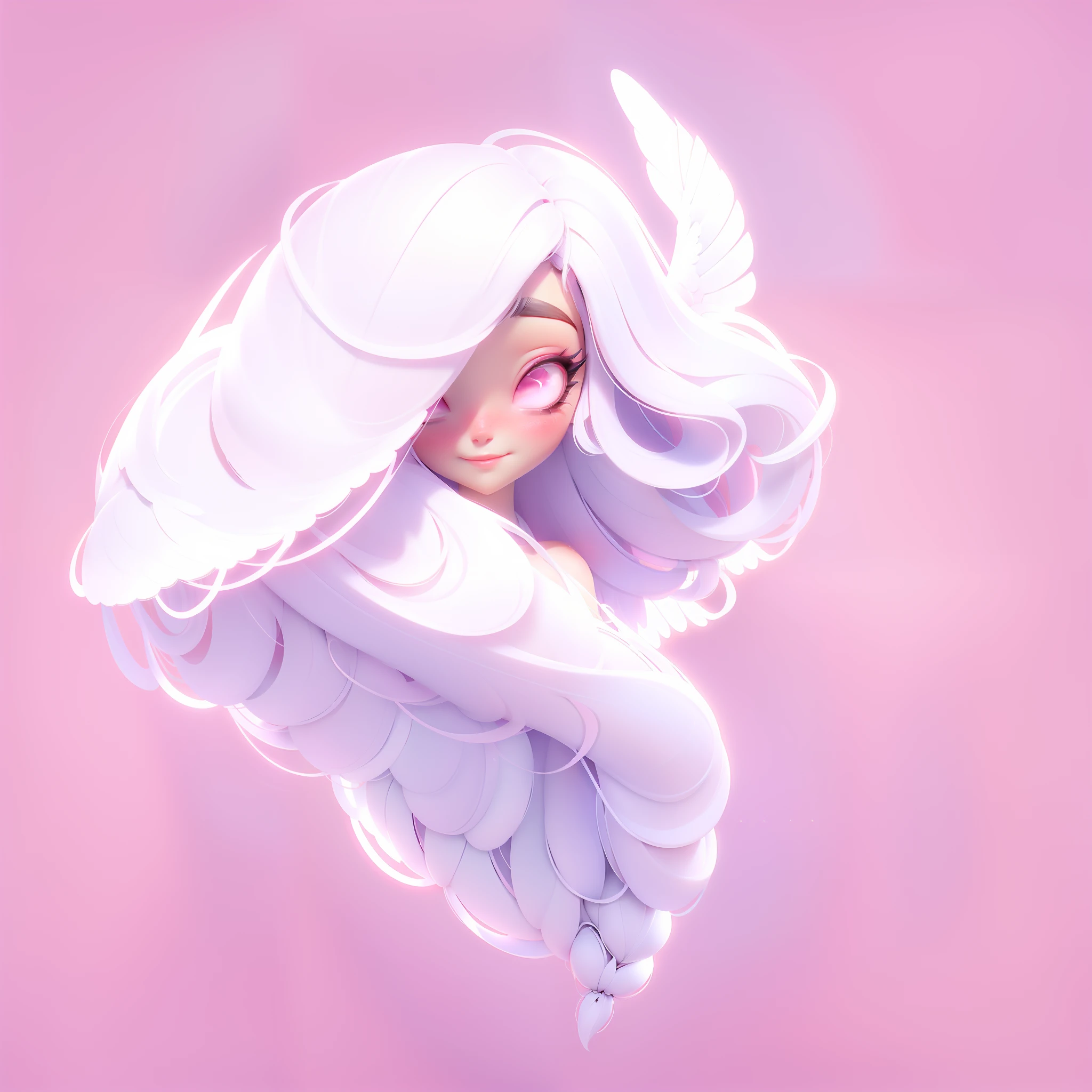 A pretty girl, wearing a long sexy dress, with wings, sparkling white, sparkling pink, sparkling eyes, sparkling simple make up, sparkling face, with wings,