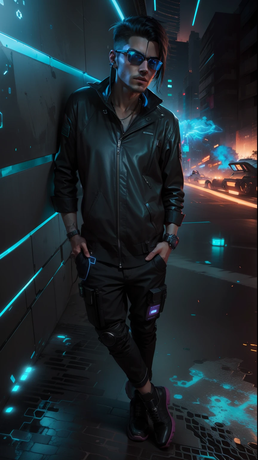 Change background cyberpunk handsome boy, realistic face, 8k, ultra realistic