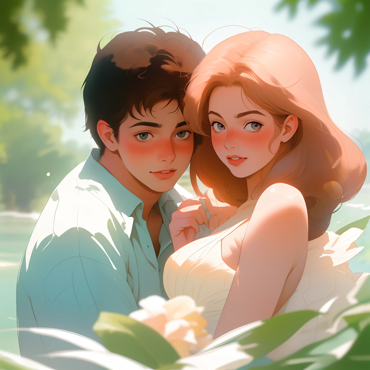 The Boy and The Girl, Summer of 70's, (soft focus:1.6),