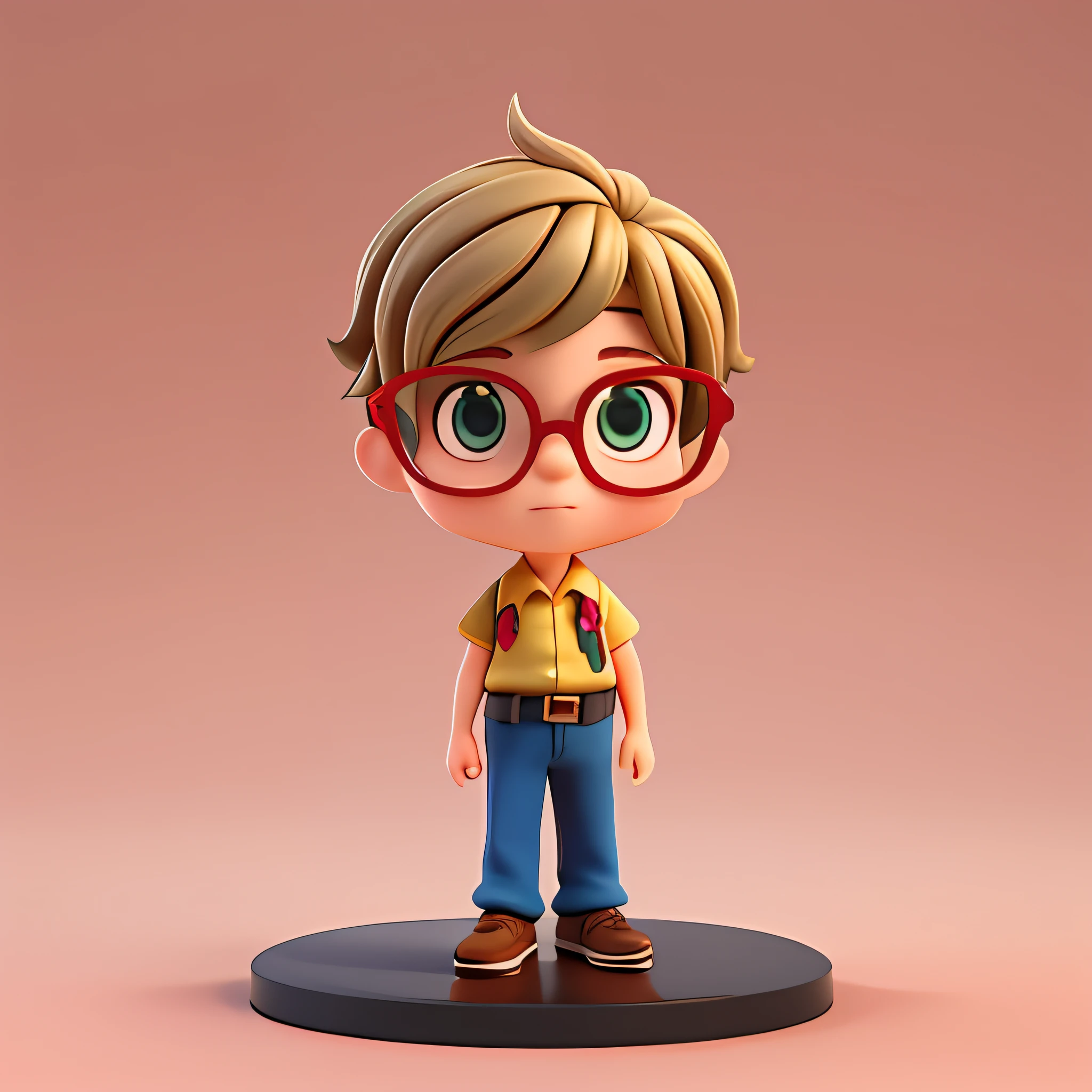 Bonito pequeno professor masculino de 50 anos de idade, huge head, tiro cabelo brano, wearing thin-framed glasses of round gold, olhos altamente detalhados, front-faceing, ajuste, professor, whole body view, Highly detailed hands, figuras de brinquedo, melhor qualidade, desenhos animados 3d, whole body view, fantasia, sonho, surrealismo, super bonito, trending in the artstation