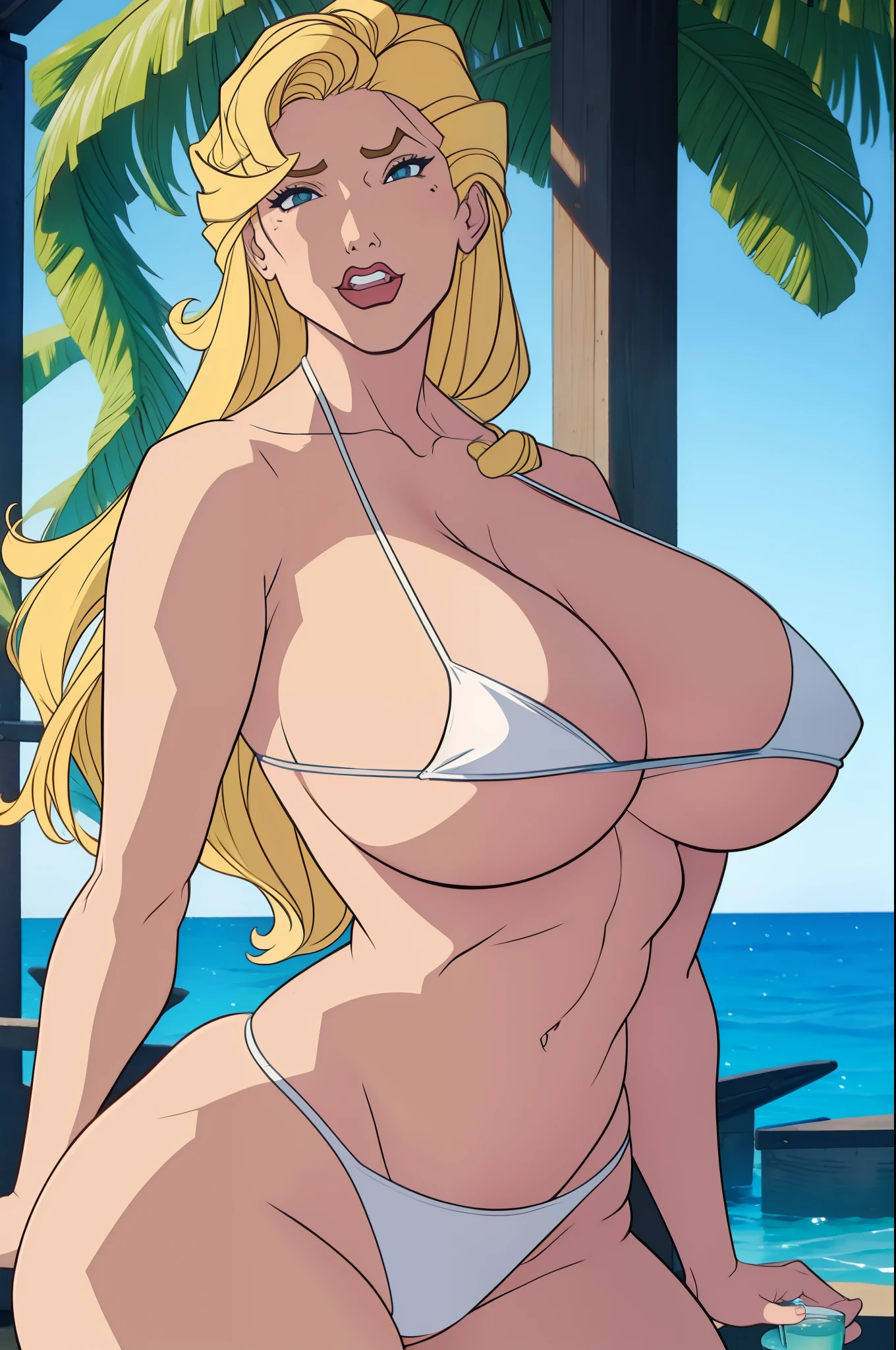Helga, huge breast, bimbo, bikini