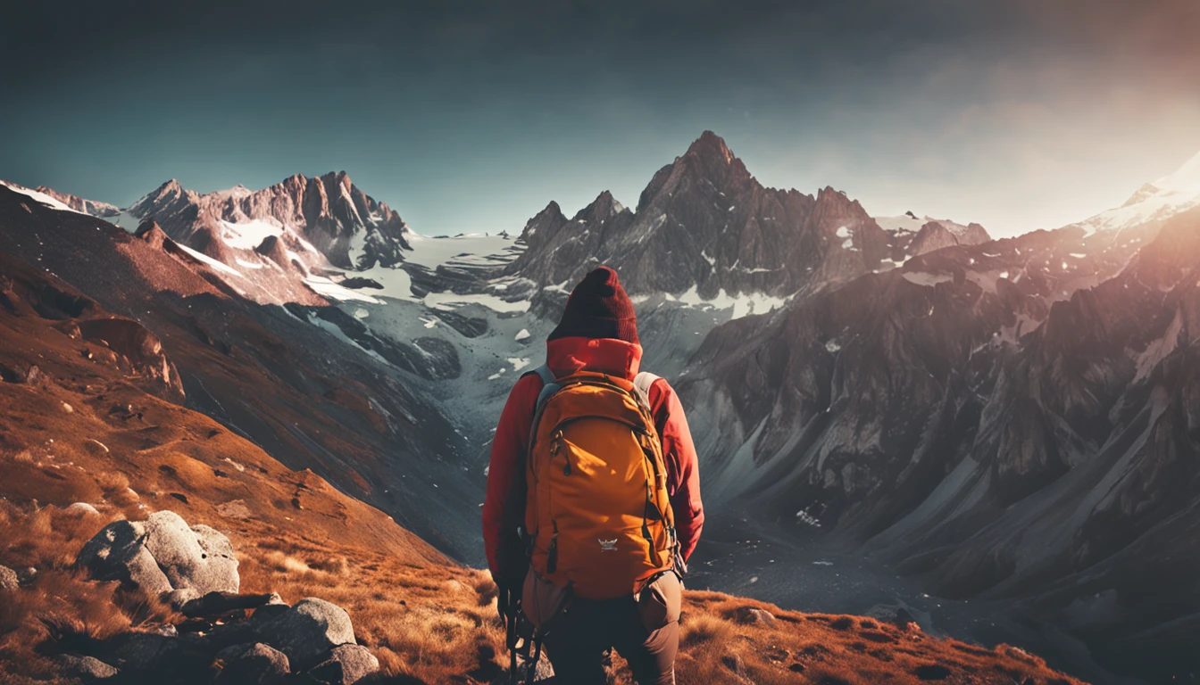 1 woman ((upper body selfie, happy)), masterpiece, best quality, ultra-detailed, solo, outdoors, (night), mountains, nature, (stars, moon) cheerful, happy, backpack, sleeping bag, camping stove, water bottle, mountain boots, gloves, sweater, hat, flashlight, forest, rocks, river, wood, smoke, shadows, contrast, clear sky, analog style (look at viewer:1.2) (skin texture) (film grain:1.3), (warm hue, warm tone:1.2), close up, cinematic light, sidelighting, ultra high res, best shadow, RAW, upper body, wearing pullover