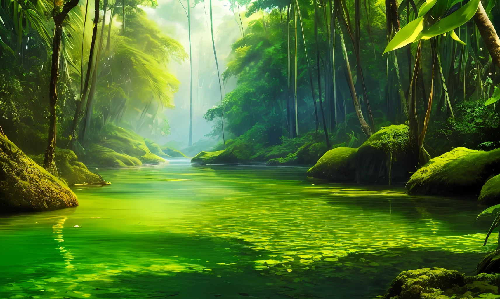 Scented water on water Between algae Realism gets the backdrop of jungle realism