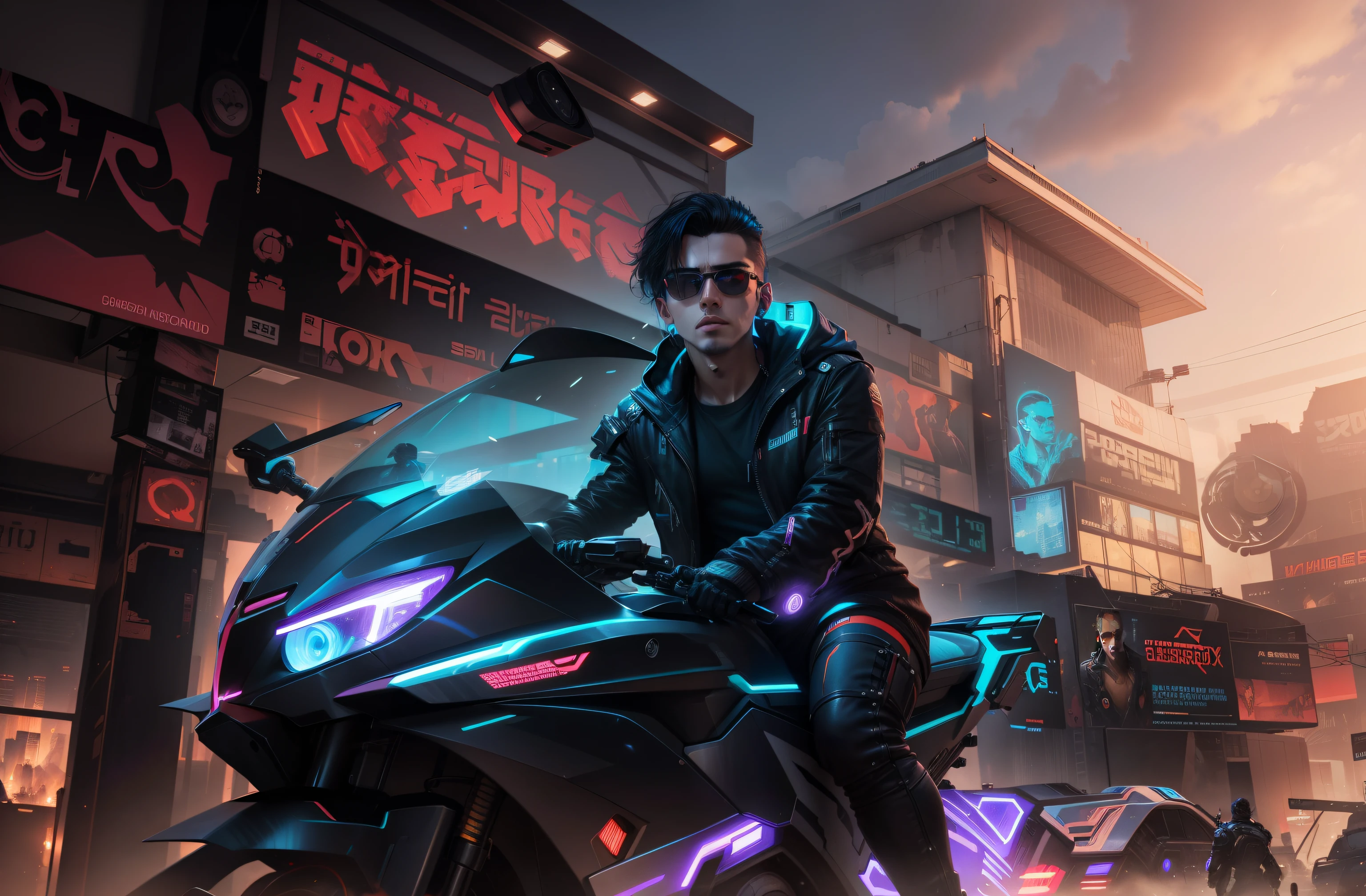 Change background cyberpunk handsome boy realistic face 8k ultra realistic