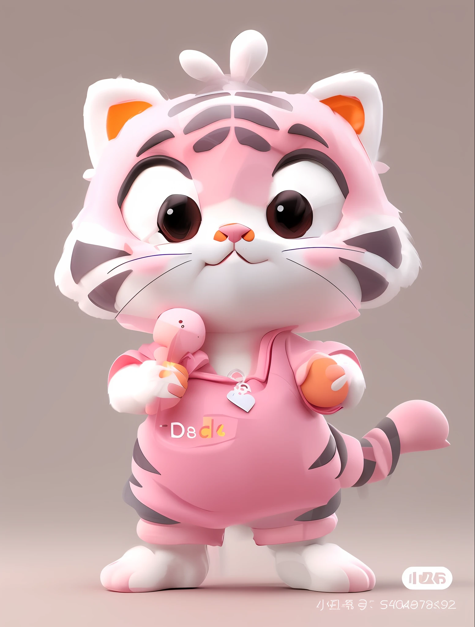 There is a small toy cat dressed in pink, Cute cartoon character, cute 3 d render, 3 d desenho animado, an animated character, cartoon character, lovely digital painting, high detailed cartoon, 3D model of a Japanese mascot, vinyl toy figurine, toon render keyshot, 3d character, 3 d character, Cute cartoon, Cute! C4D