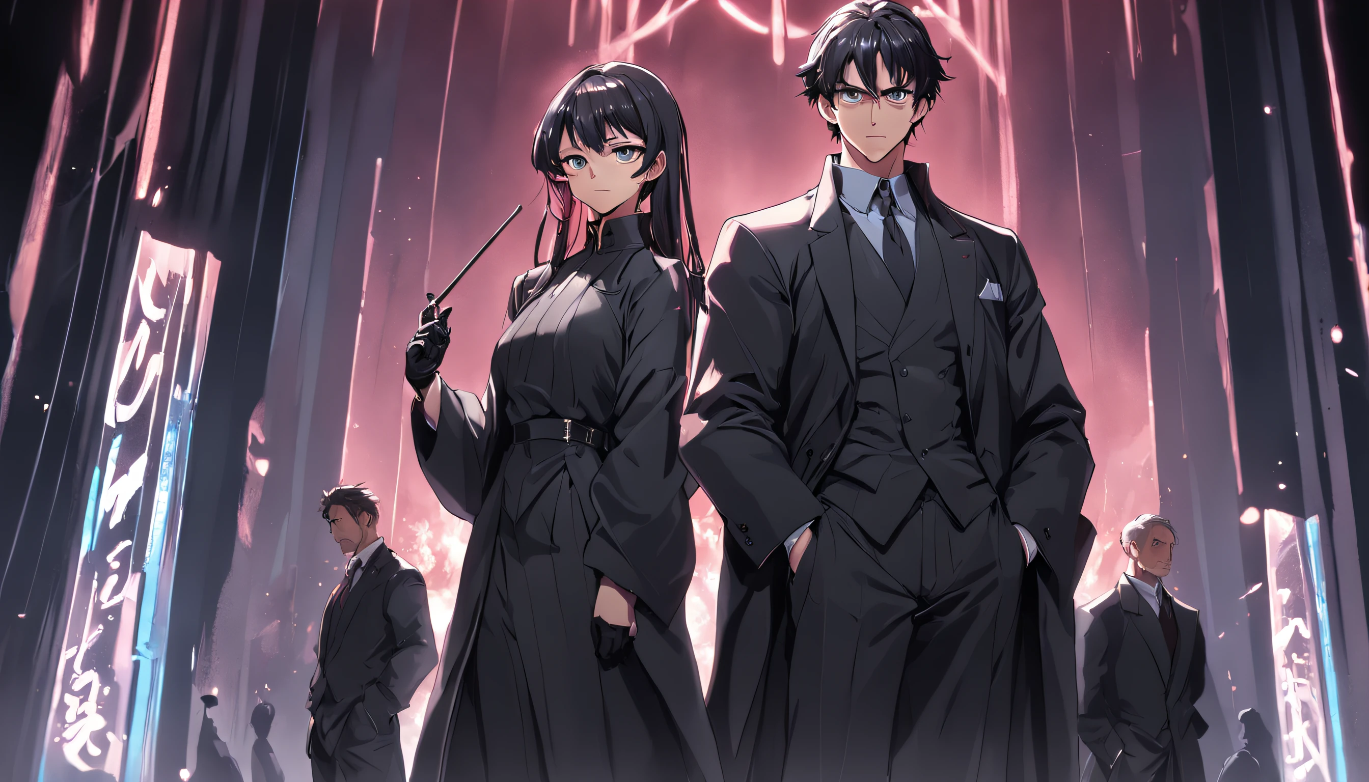 manga style, manga , manga , manga , manga , manga , manga , no background, character sheet, there is a man in a black suit and a long coat holding a cane, epic and classy portrait, noir film world character design, high detail iconic character, character full body portrait, ( ( character concept art ) ), 3 d render character art 8 k, full body character portrait, amazing 8k character concept art, style of marcin blaszczak, full entire body fun pose, fullbody dynamic poses, dynamic poses, different poses, various action poses