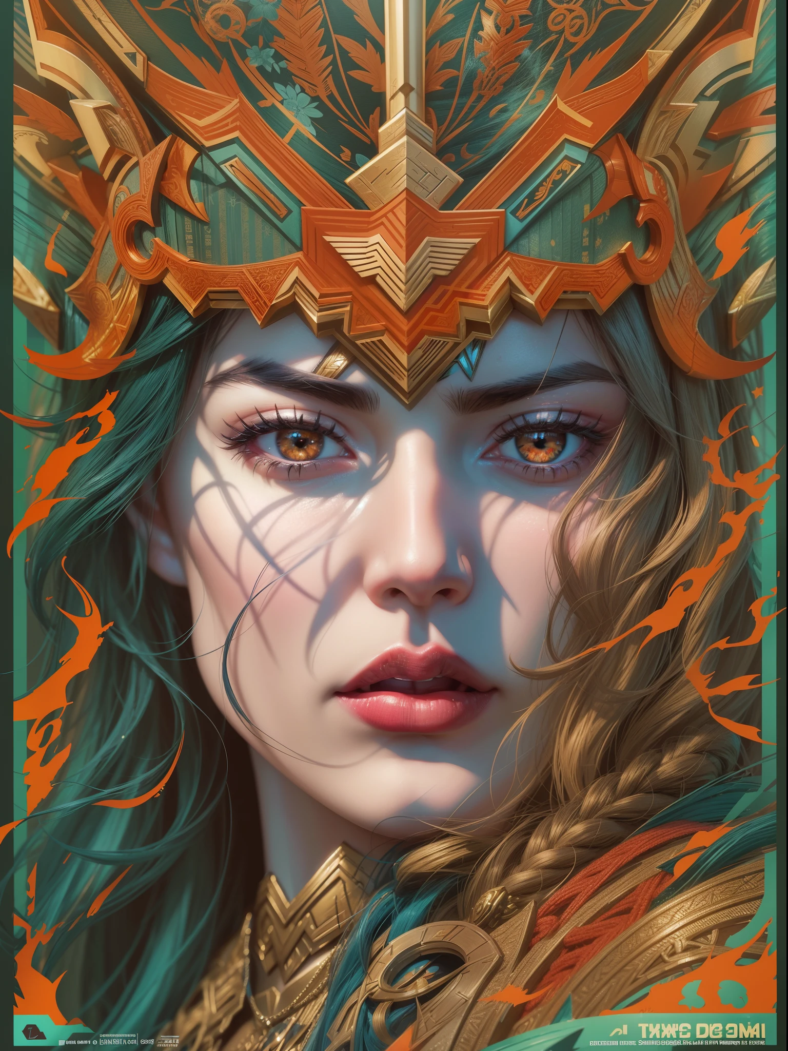 Wonder Woman, TM Samurai, intricate face details, poster style, icons, vibrant colors, vector style, digital art, 4K, intricate details, mesmerizing, professionally made, beautiful vector illustration, 12K resolution, 3D, all characters in detailed full body, highly detailed, vibrant, ultra high quality, Hyperrealism, Photorealism, octane render]