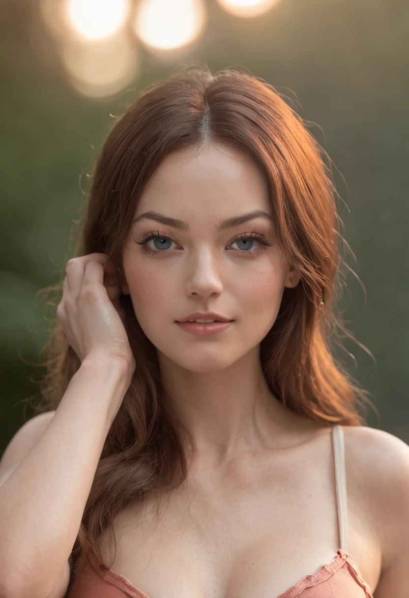 young Olivia Wilde, ((full body shot from head to toes)), solo, ((light orange tight shirt)), ((red leggings)), ((perfect hands, perfect feet, small ass, small breasts, small head)), disco party background, long hair, looking at viewer, blue eyes, ((masterpiece)), standing, blush, sexy pose, big wide chin, small forehead, natural skin, dramatic lightning, intricate details, Highres, unity 8k wallpaper, ultra detailed, aesthetic, masterpiece, best quality, photorealistic, 85mm, f1.8, portrait, hyperrealistic, super detailed, sunset lighting, high dynamic range, Detailed background, Complex and detailed face, Long eyelashes, Detailed eyes, black eyeliner, (Solo: 1.3), sitting on a blue ball in a gym, in a gym, smooth white tight yoga pants, sport bra, cameltoe, sexy body, attractive pose, medium breast